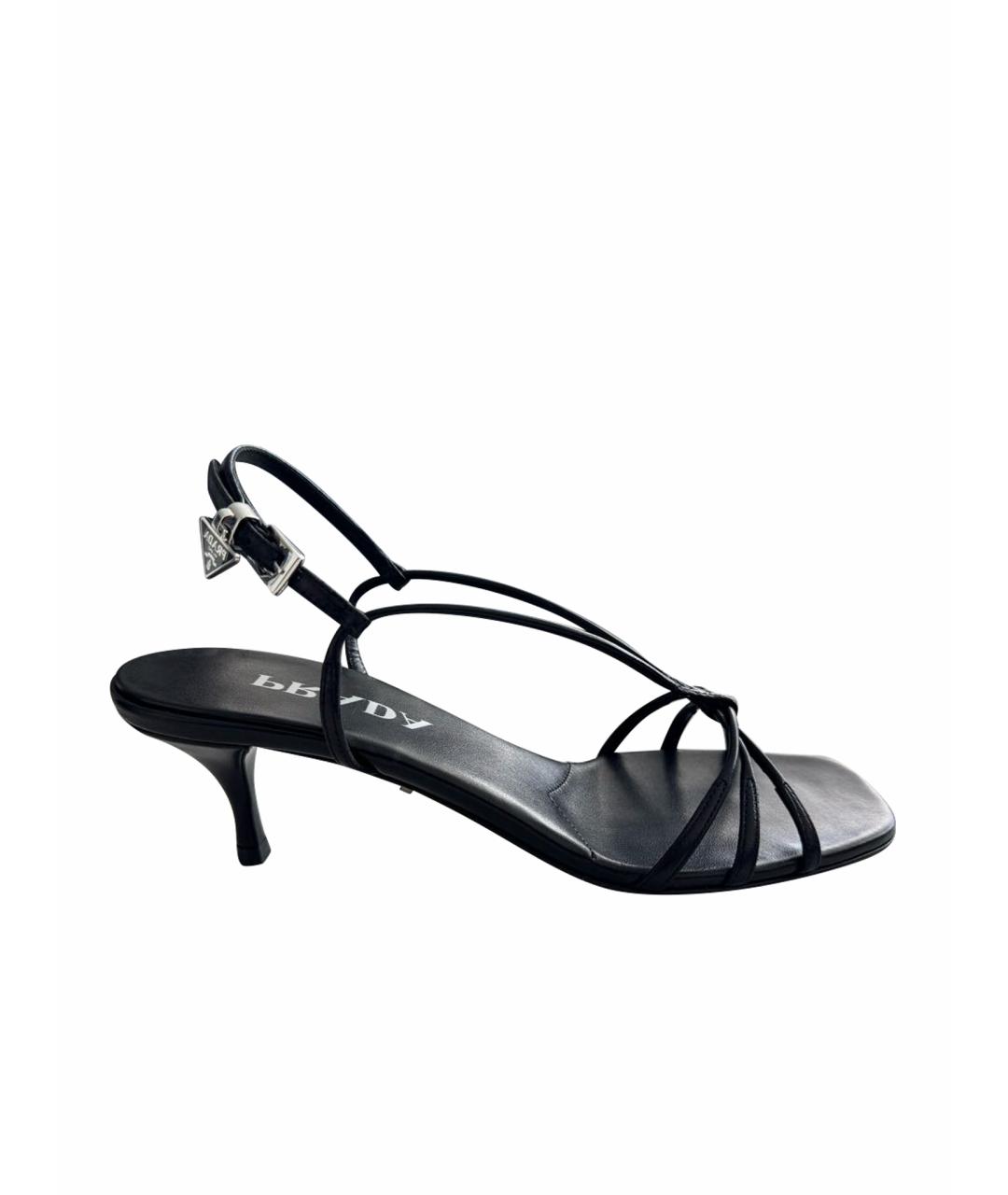 PRADA Черные кожаные босоножки, фото 1
