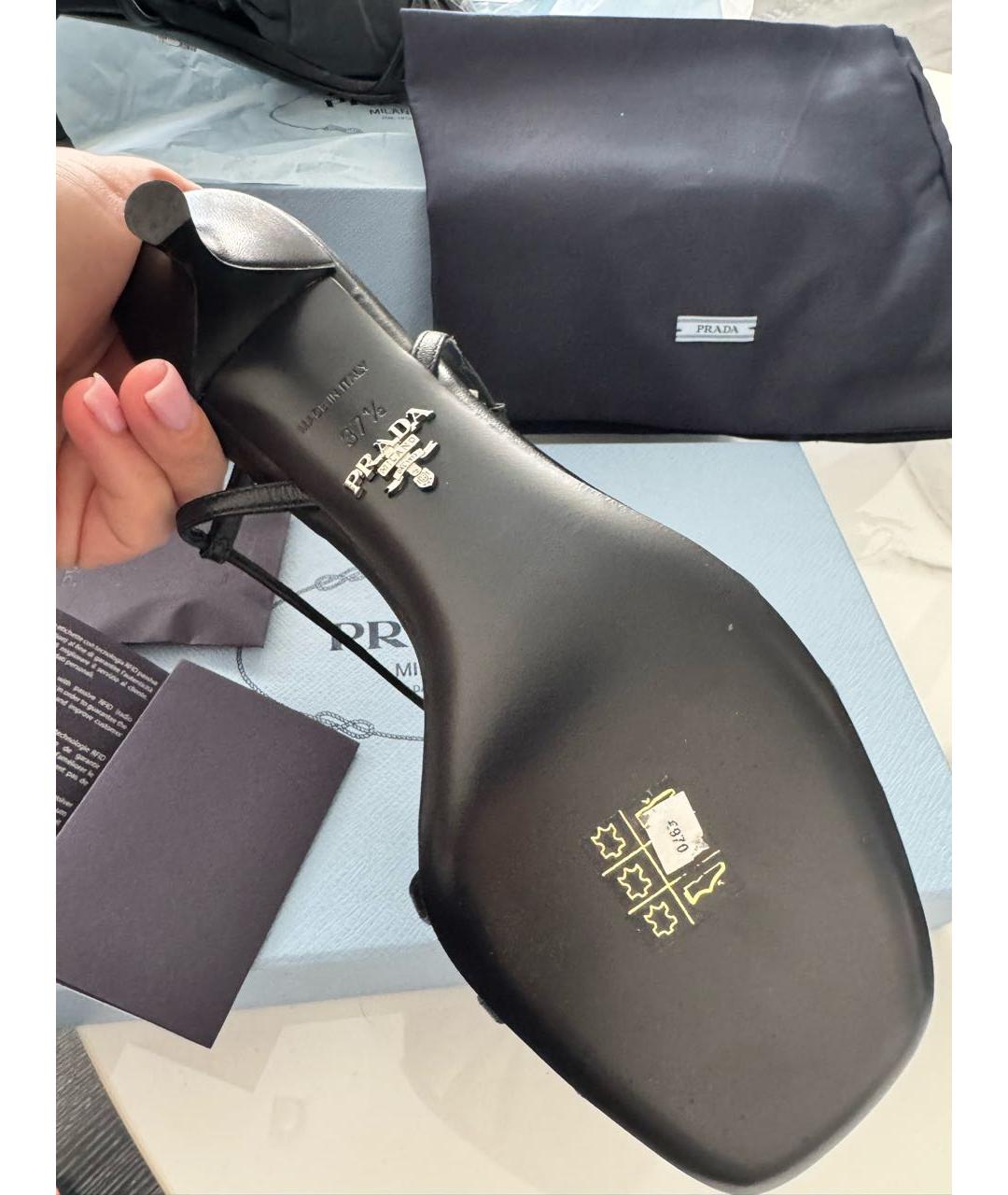PRADA Черные кожаные босоножки, фото 8