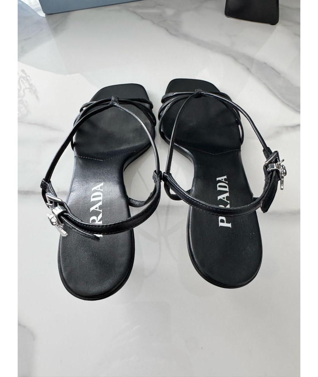 PRADA Черные кожаные босоножки, фото 3