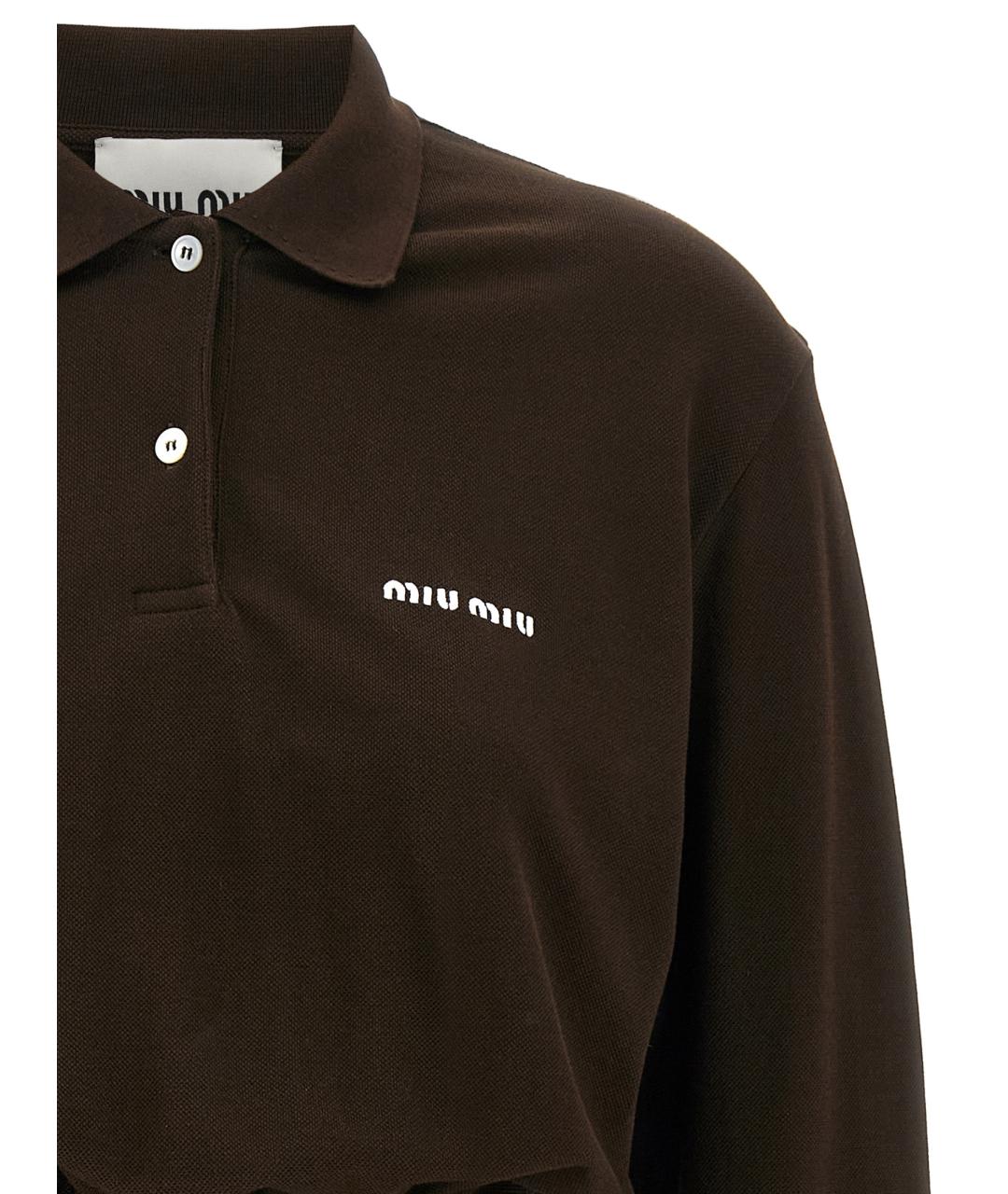 MIU MIU Коричневое хлопковое повседневное платье, фото 3