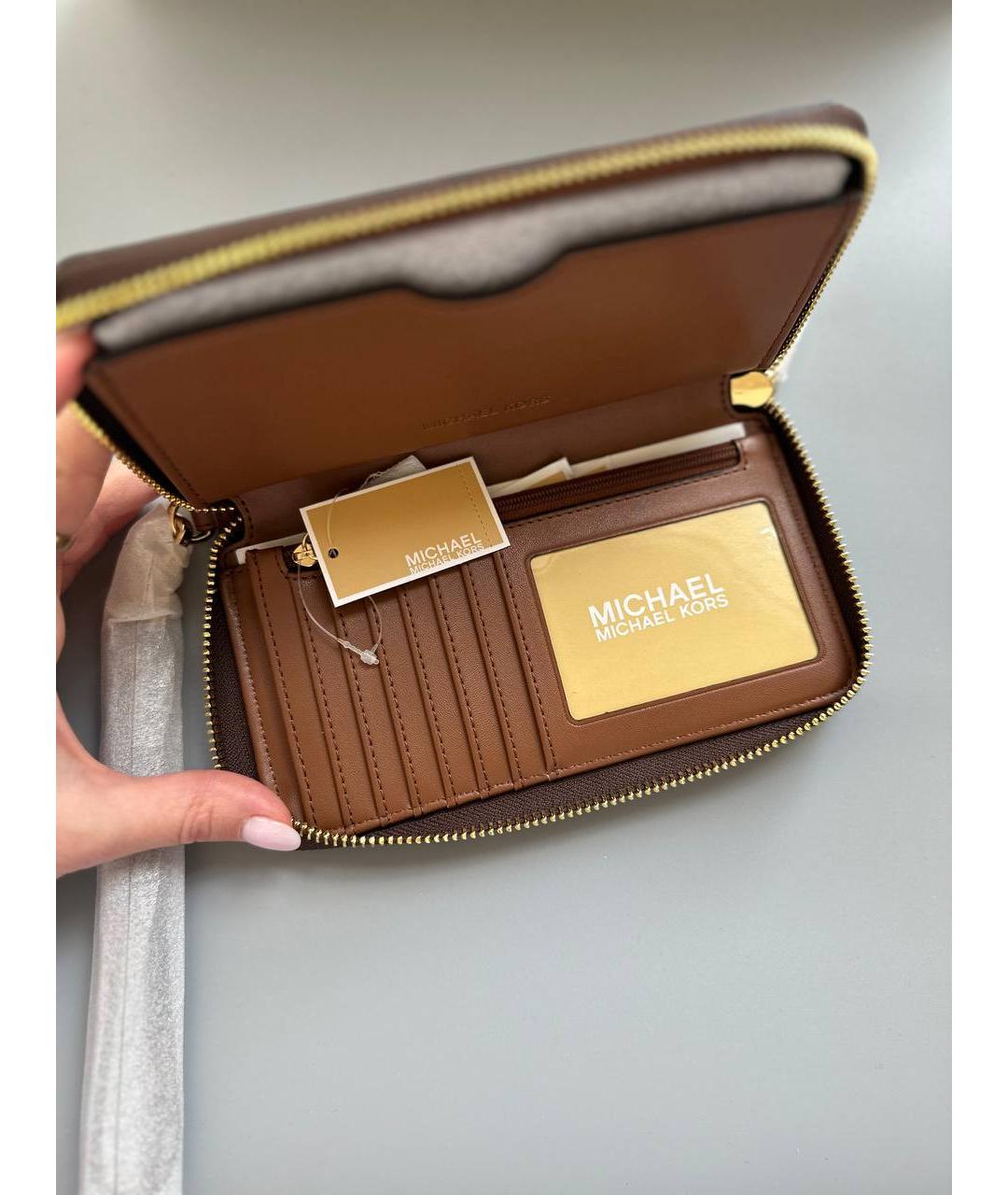 MICHAEL KORS Коричневый кожаный кошелек, фото 5