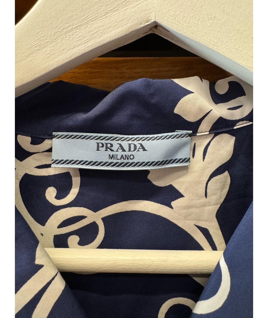 PRADA Темно-синяя хлопковая рубашка, фото 3