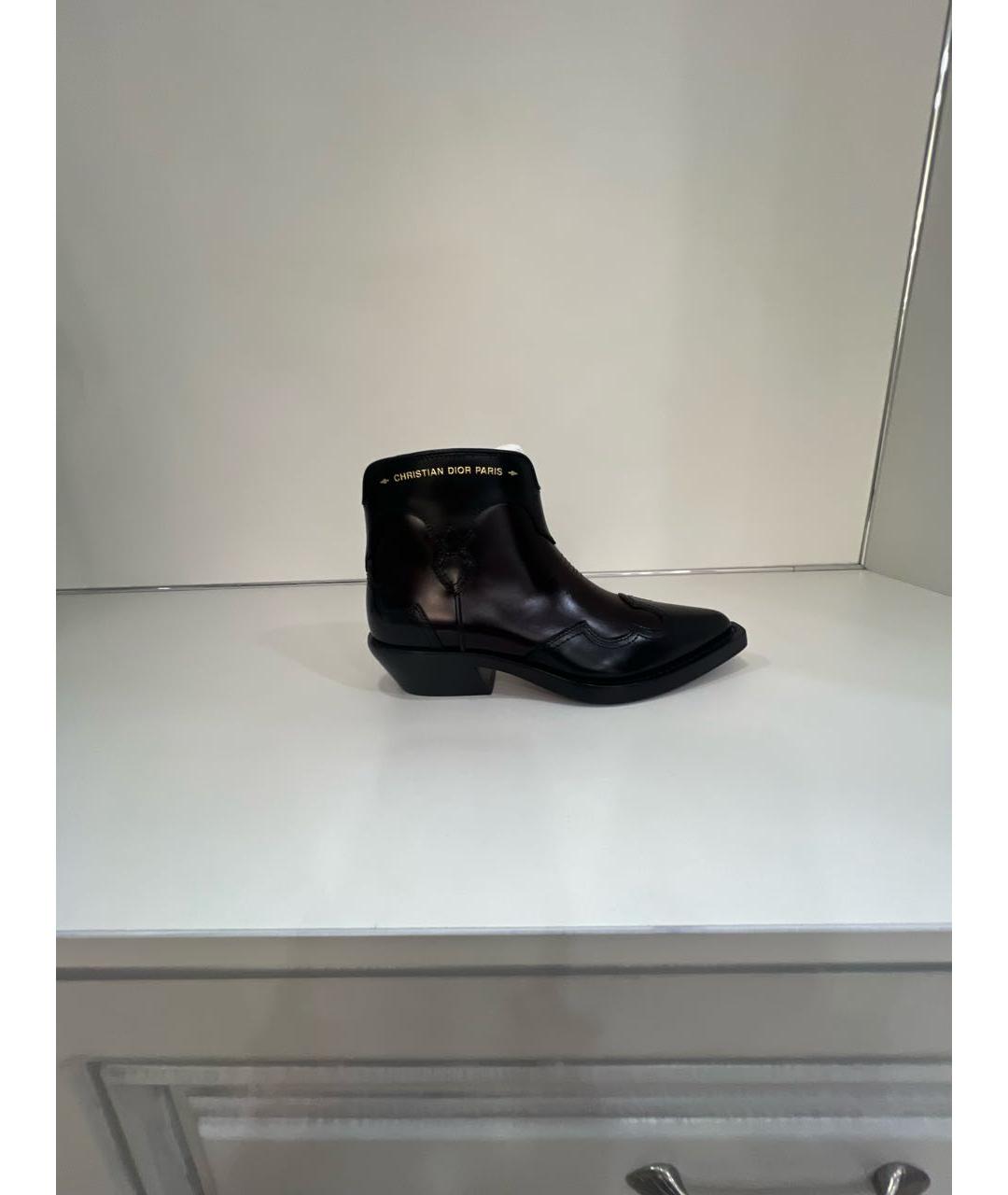CHRISTIAN DIOR Бордовые кожаные полусапоги, фото 8