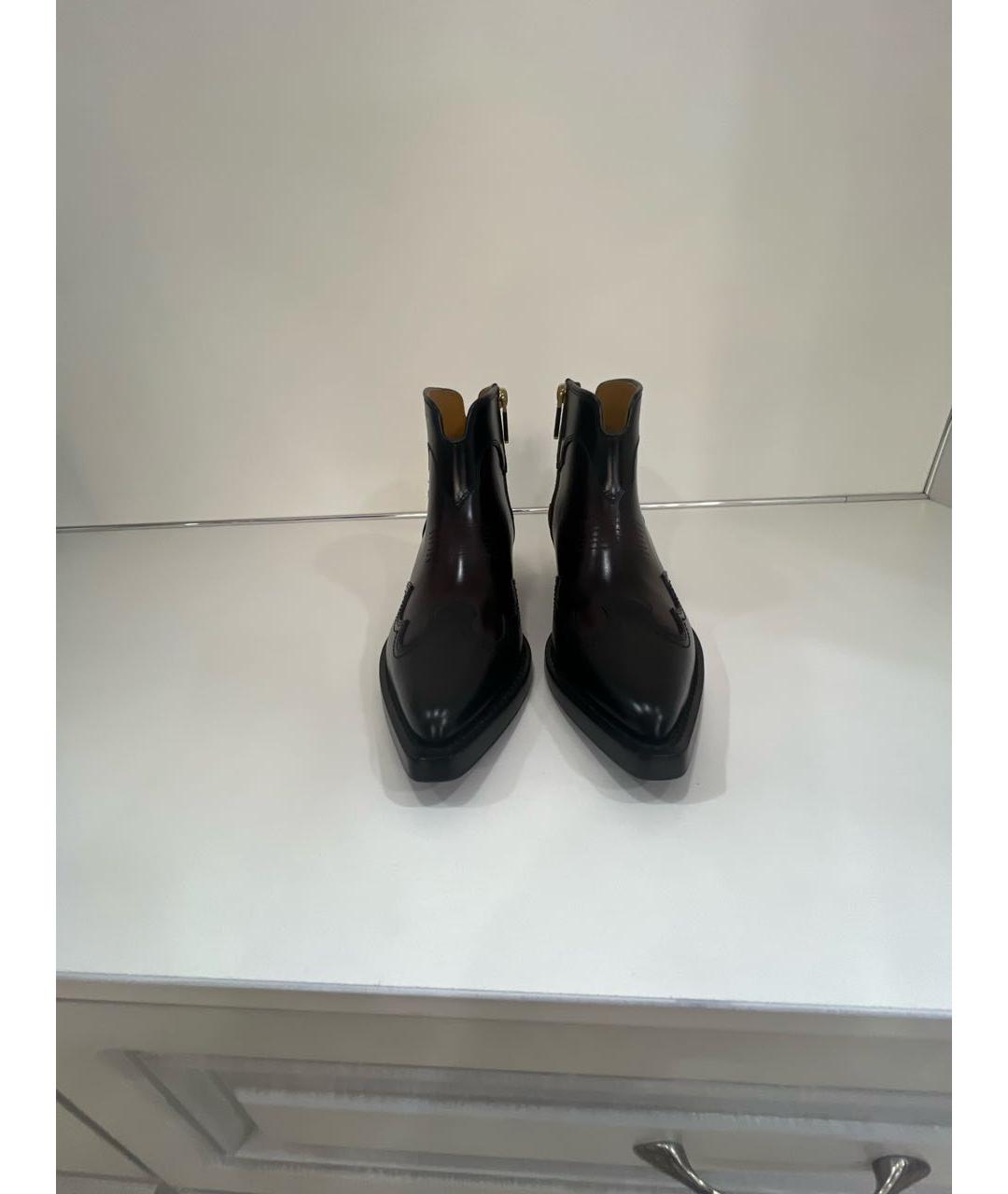 CHRISTIAN DIOR Бордовые кожаные полусапоги, фото 2
