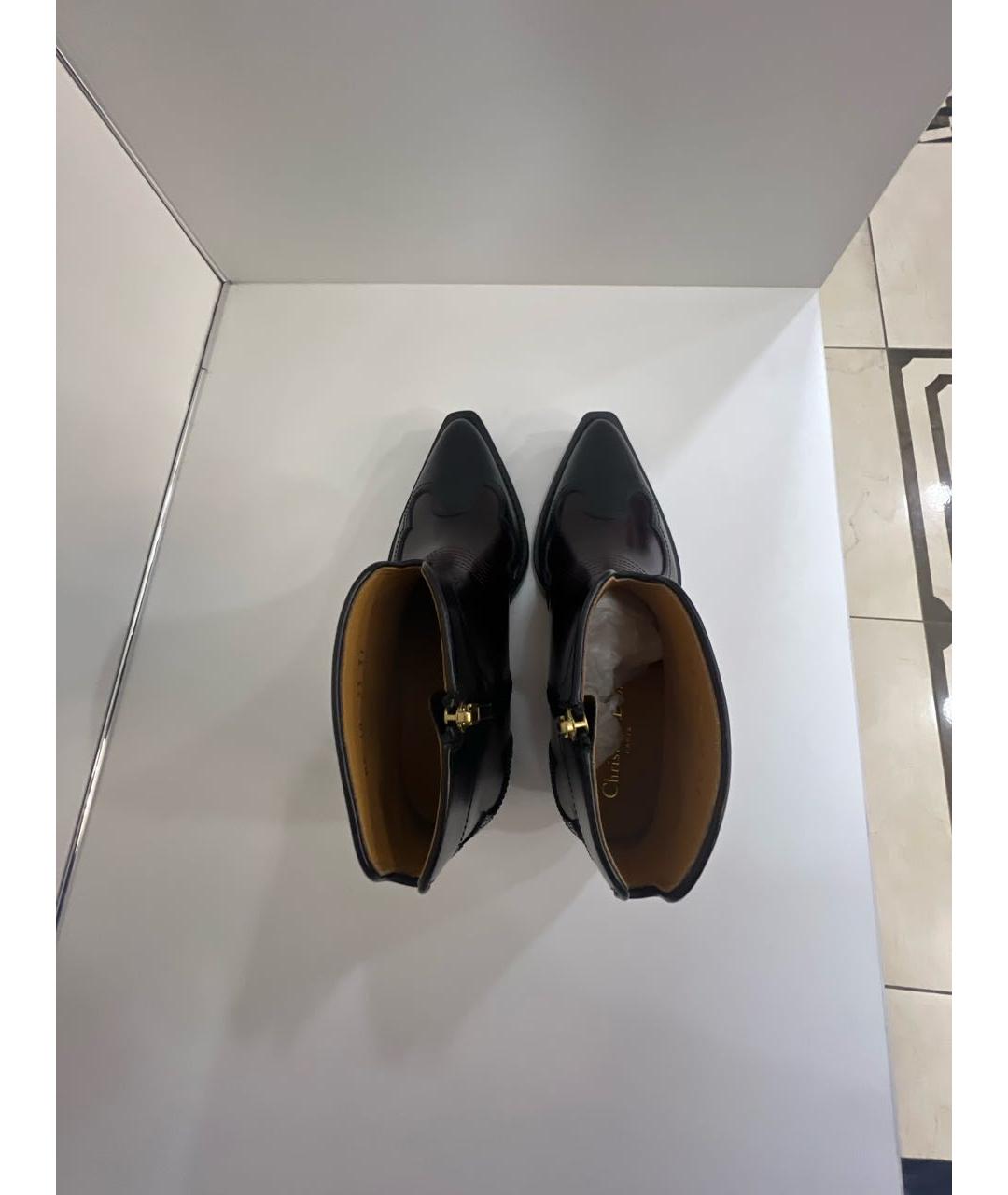 CHRISTIAN DIOR Бордовые кожаные полусапоги, фото 3