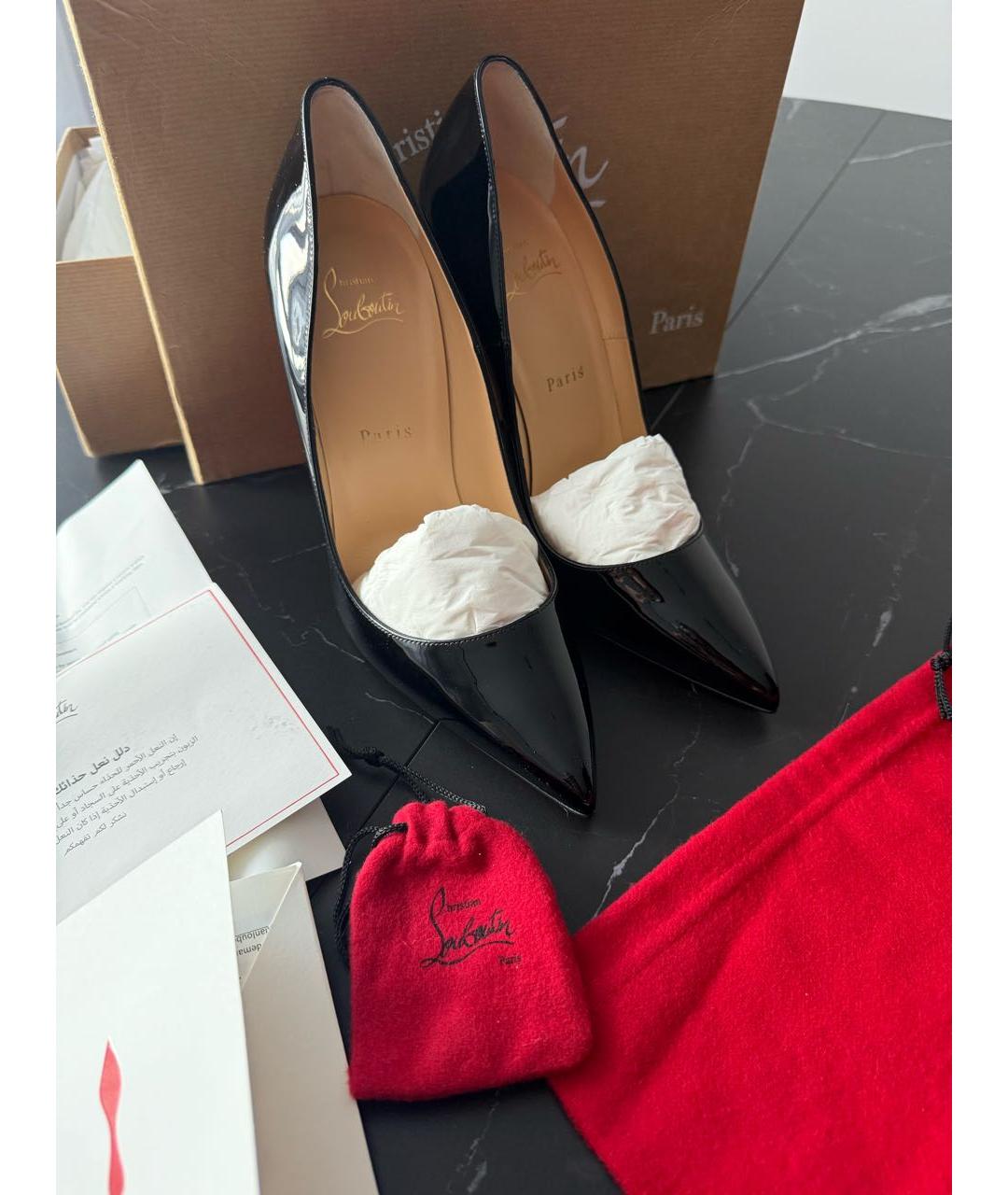CHRISTIAN LOUBOUTIN Черные туфли из лакированной кожи, фото 2