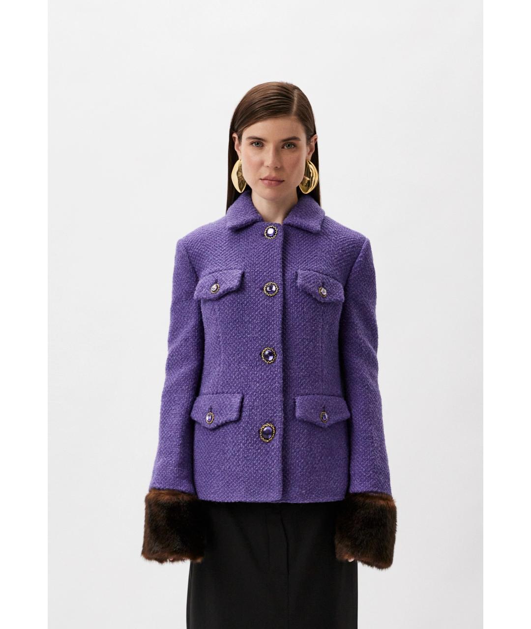 PINKO Фиолетовое шерстяное пальто, фото 9