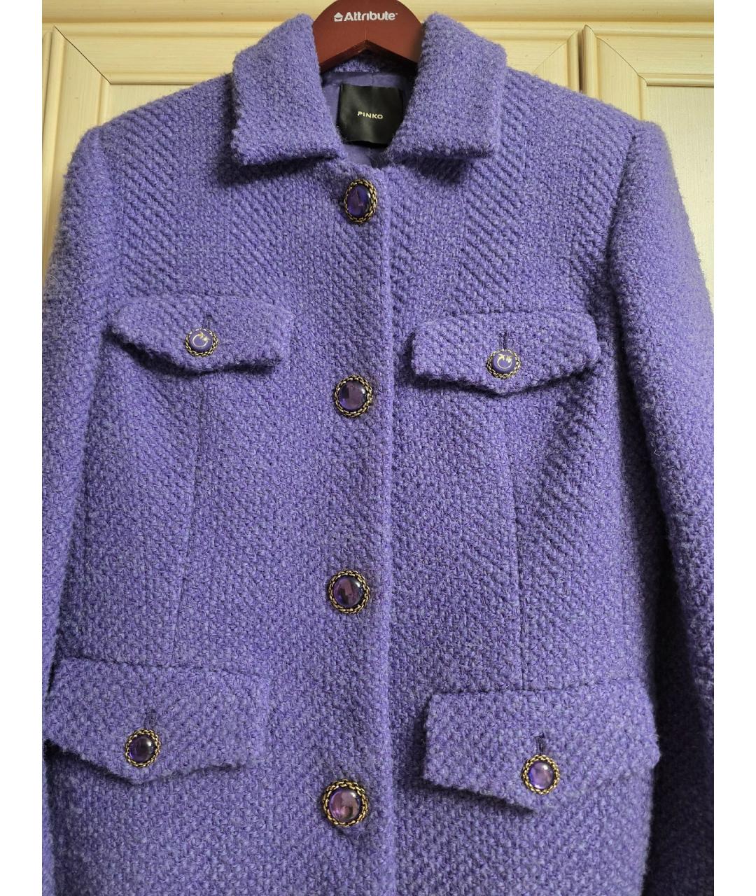 PINKO Фиолетовое шерстяное пальто, фото 4