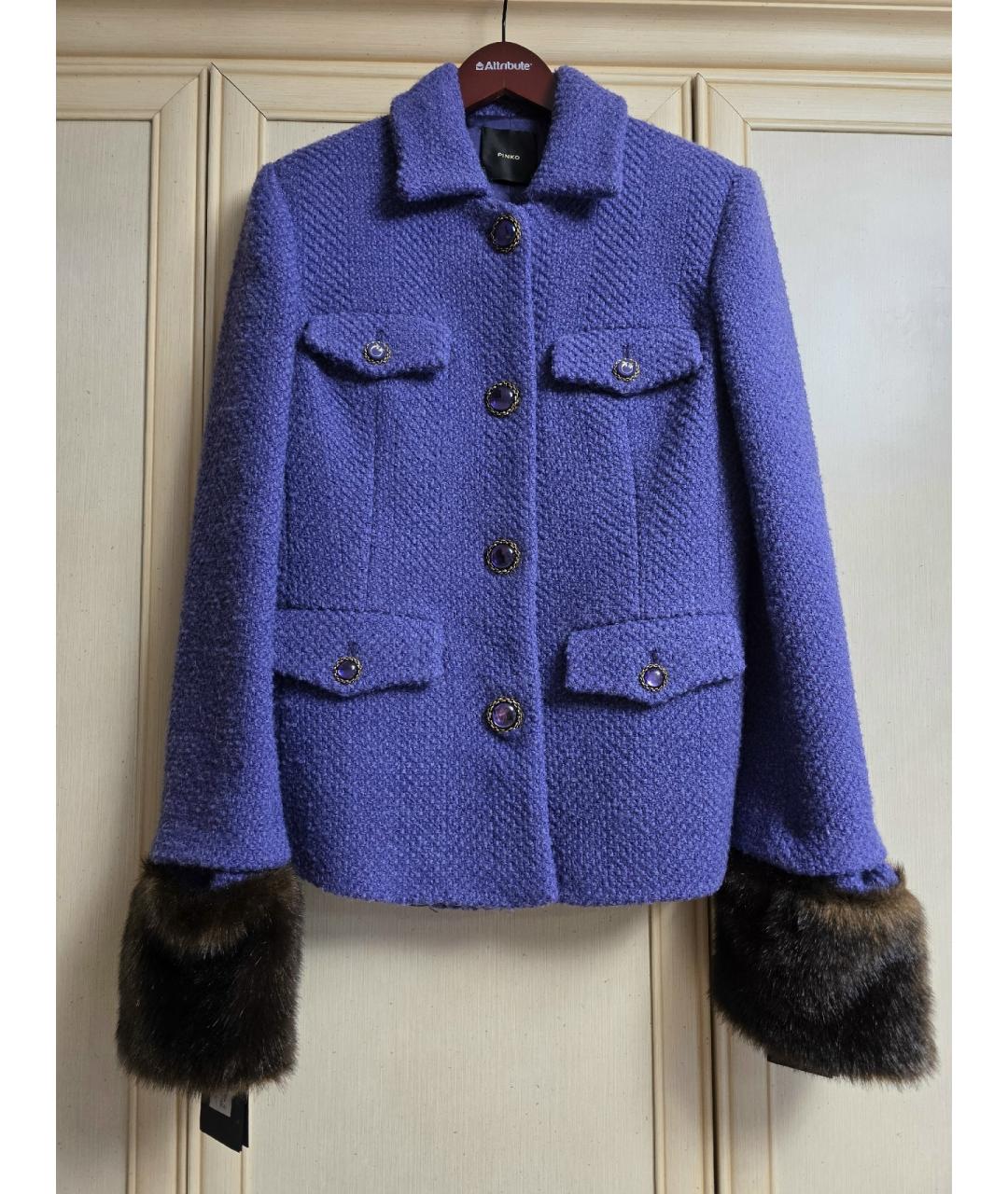 PINKO Фиолетовое шерстяное пальто, фото 2