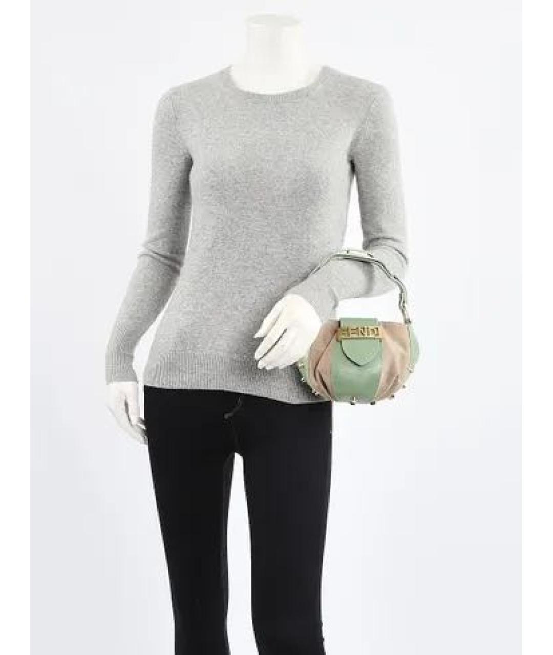 FENDI Бежевая кожаная сумка с короткими ручками, фото 7