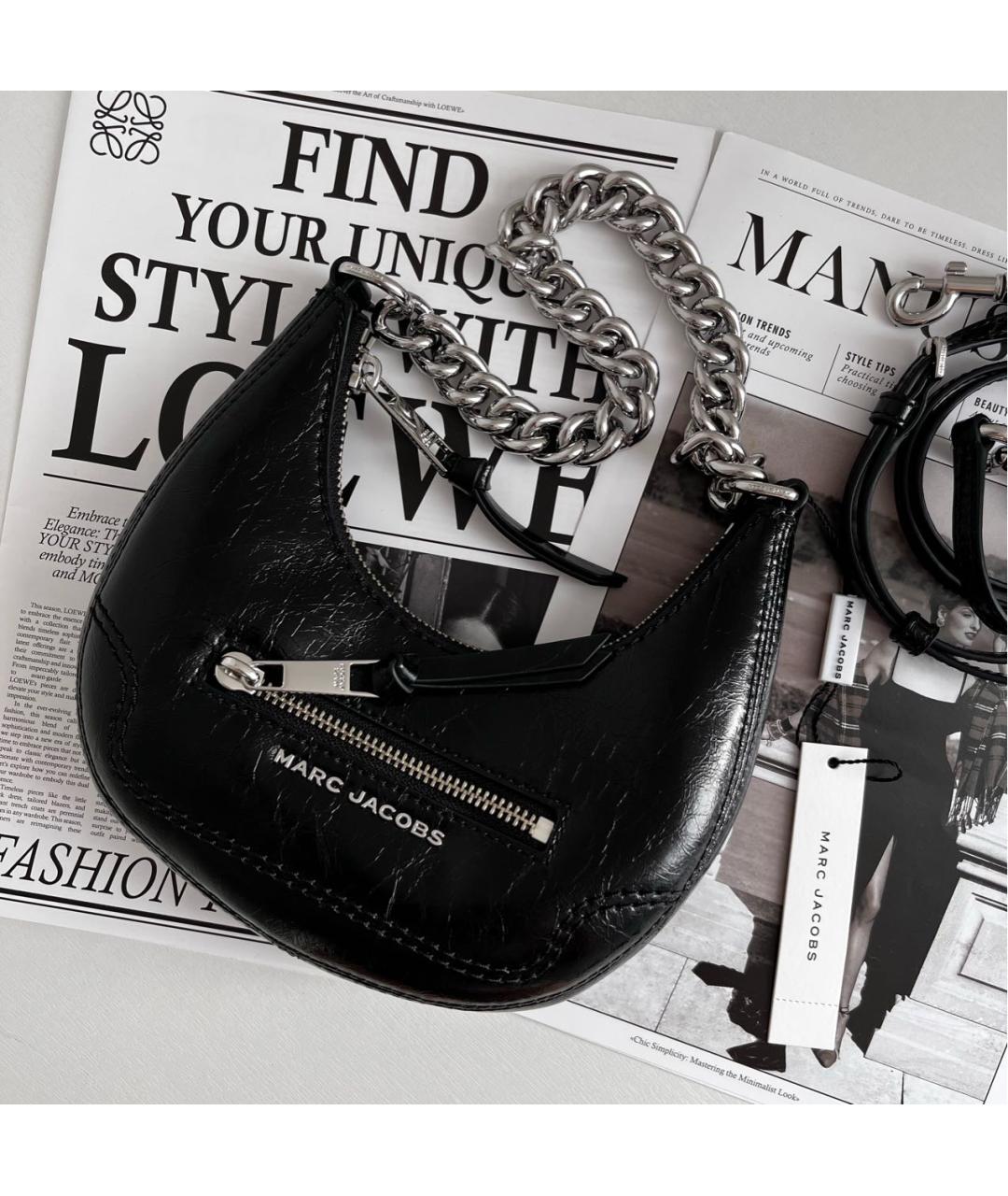 MARC JACOBS Черная кожаная сумка через плечо, фото 2