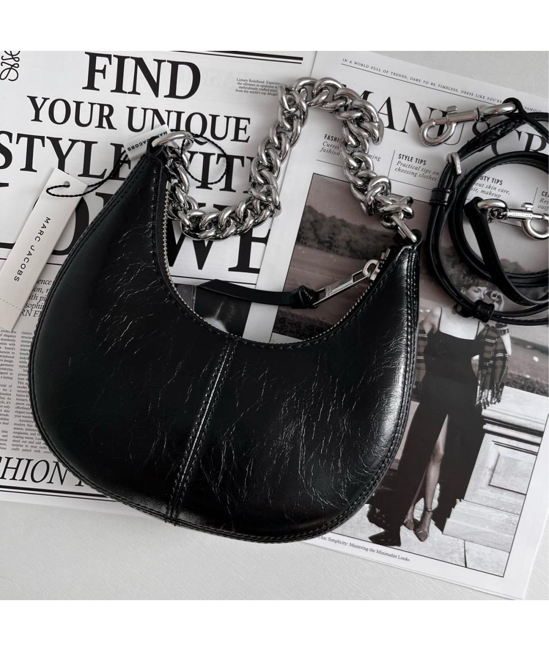 MARC JACOBS Черная кожаная сумка через плечо, фото 3