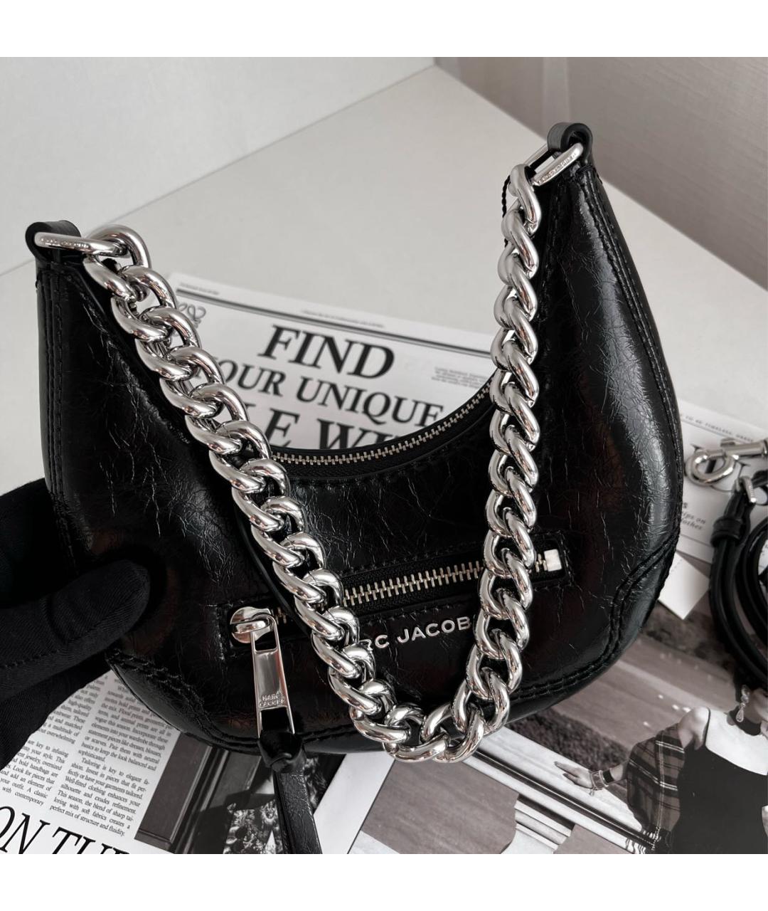 MARC JACOBS Черная кожаная сумка через плечо, фото 4