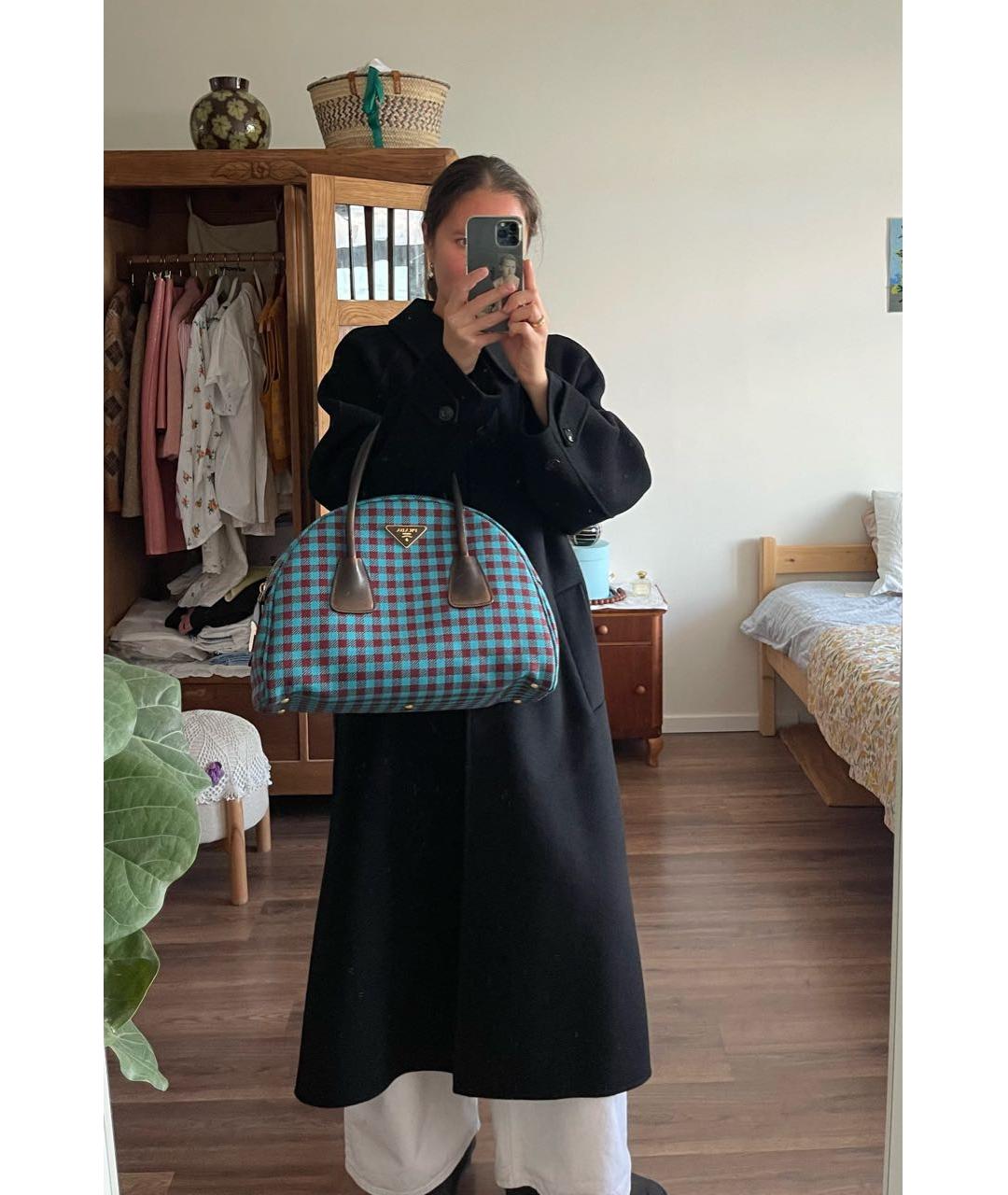 PRADA Бирюзовая шерстяная сумка с короткими ручками, фото 8