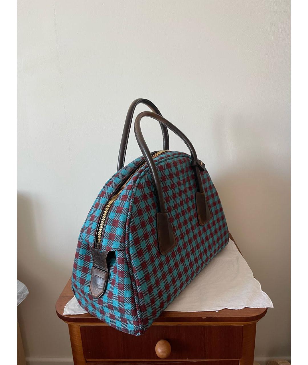 PRADA Бирюзовая шерстяная сумка с короткими ручками, фото 2