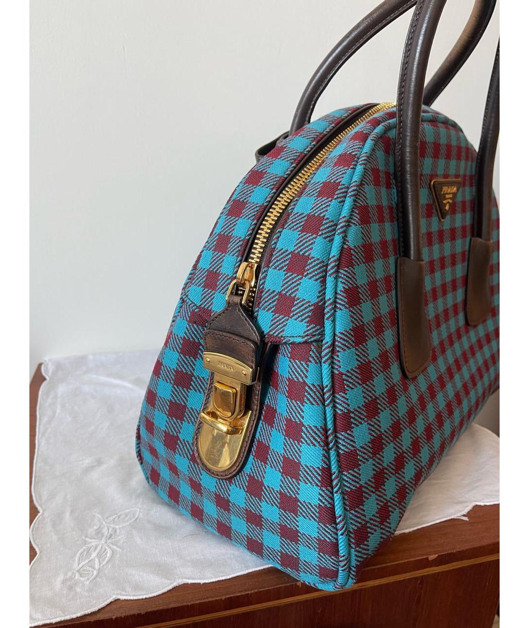 PRADA Бирюзовая шерстяная сумка с короткими ручками, фото 5