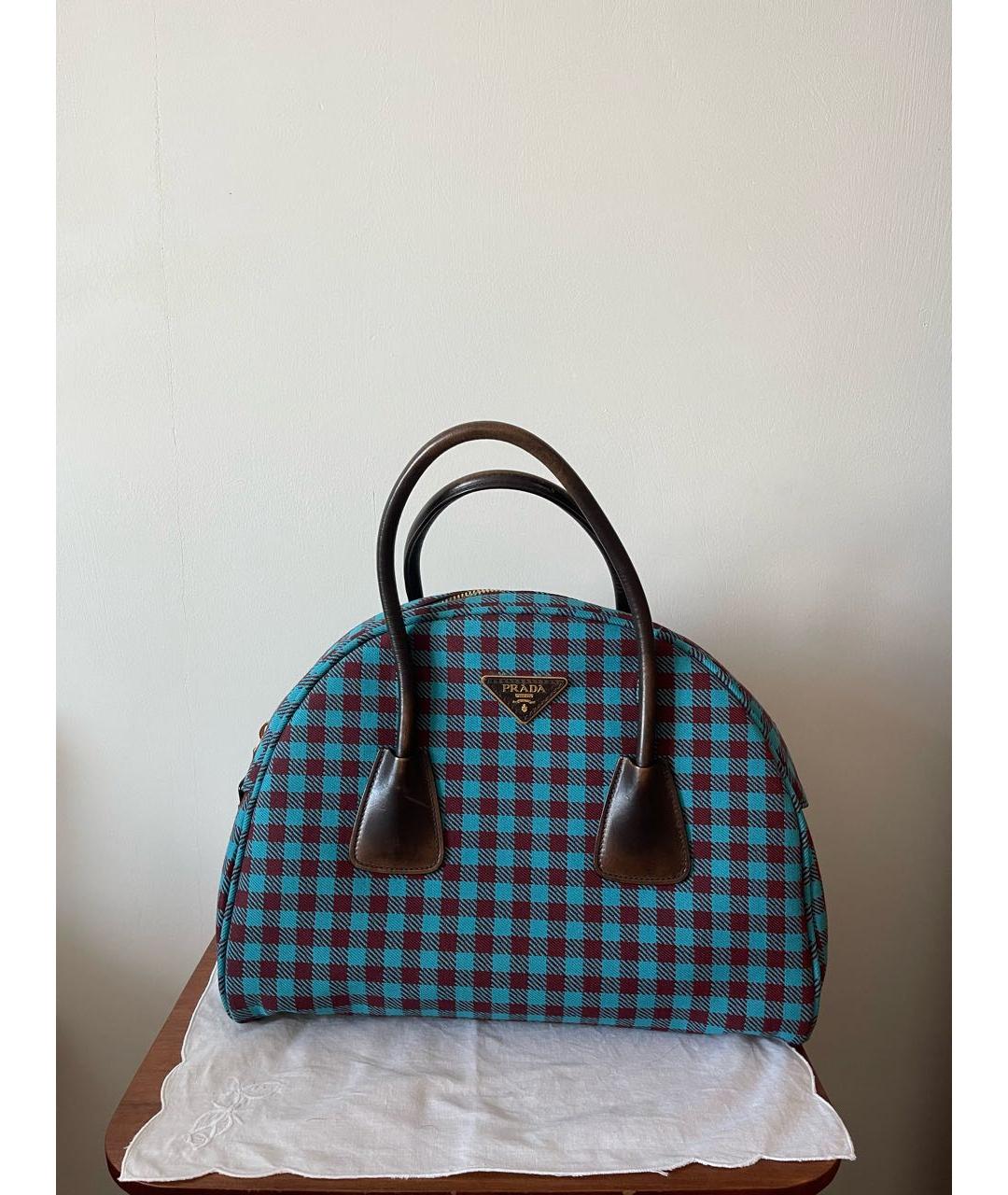 PRADA Бирюзовая шерстяная сумка с короткими ручками, фото 9