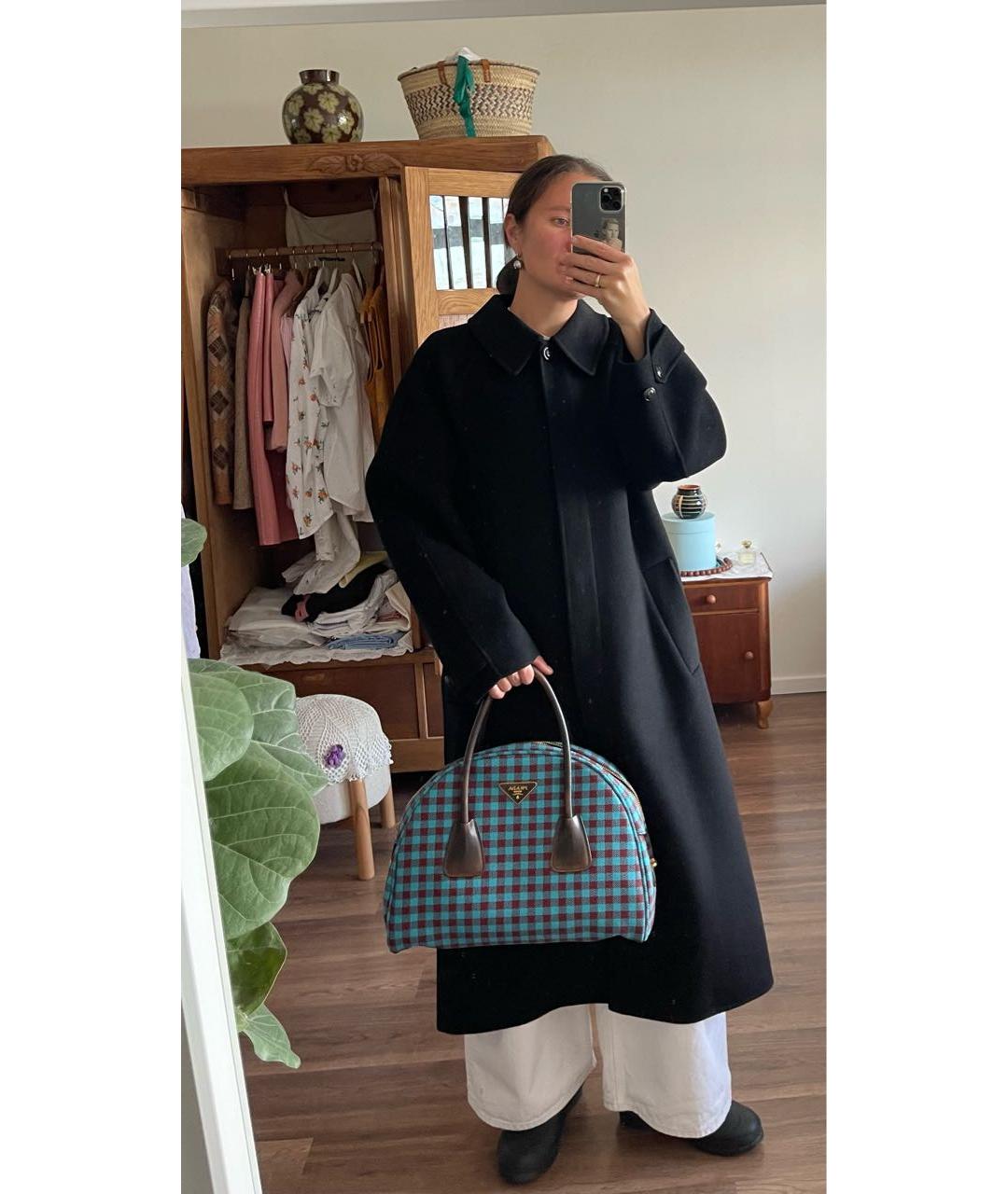 PRADA Бирюзовая шерстяная сумка с короткими ручками, фото 7