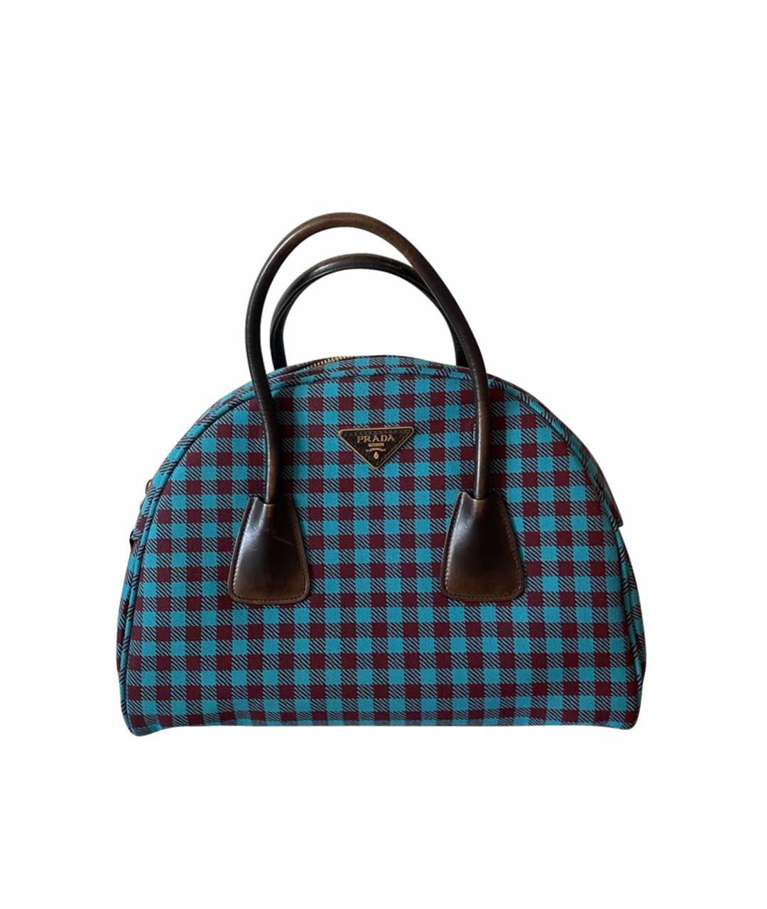 PRADA Бирюзовая шерстяная сумка с короткими ручками, фото 1