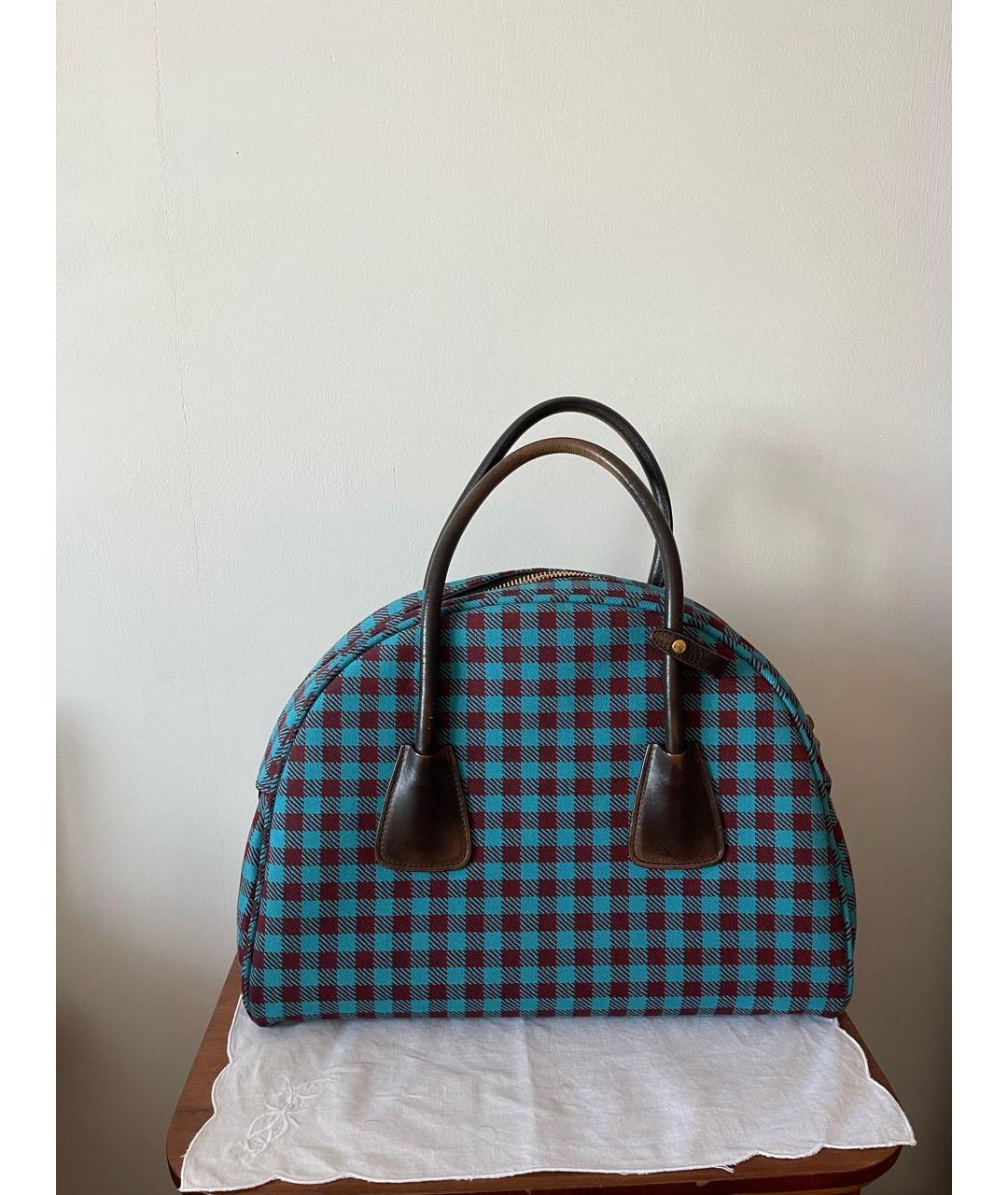 PRADA Бирюзовая шерстяная сумка с короткими ручками, фото 3