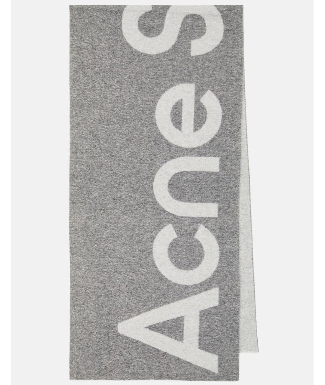 ACNE STUDIOS Серый шерстяной шарф, фото 5