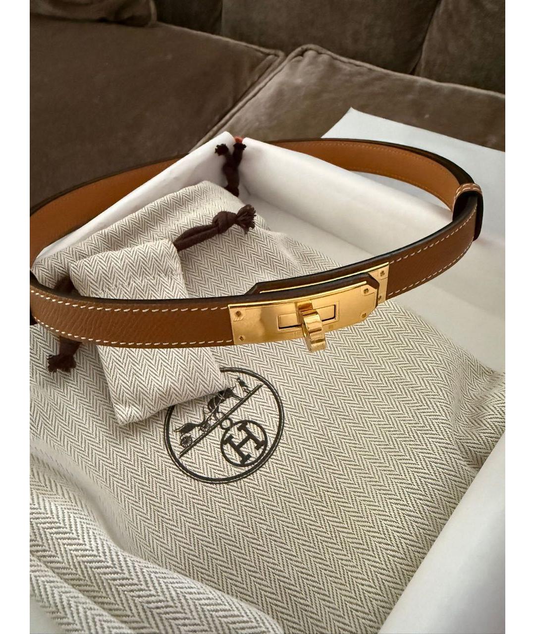 HERMES Коричневый кожаный ремень, фото 2