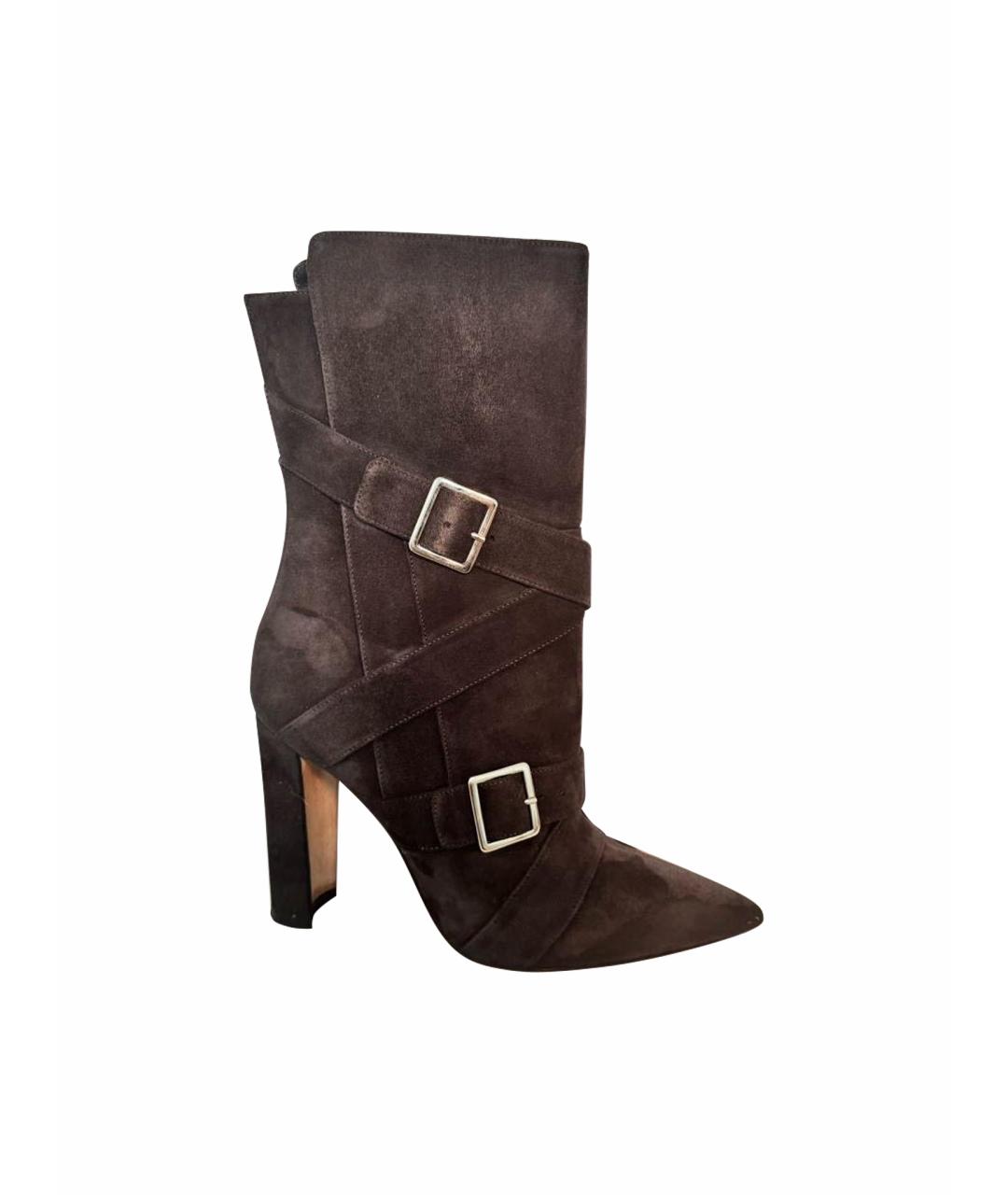 MANOLO BLAHNIK Антрацитовые замшевые ботильоны, фото 1