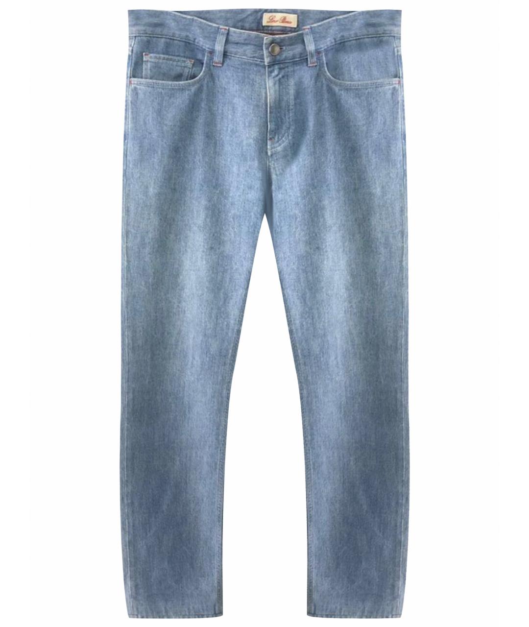 LORO PIANA Голубые хлопко-эластановые прямые джинсы, фото 1