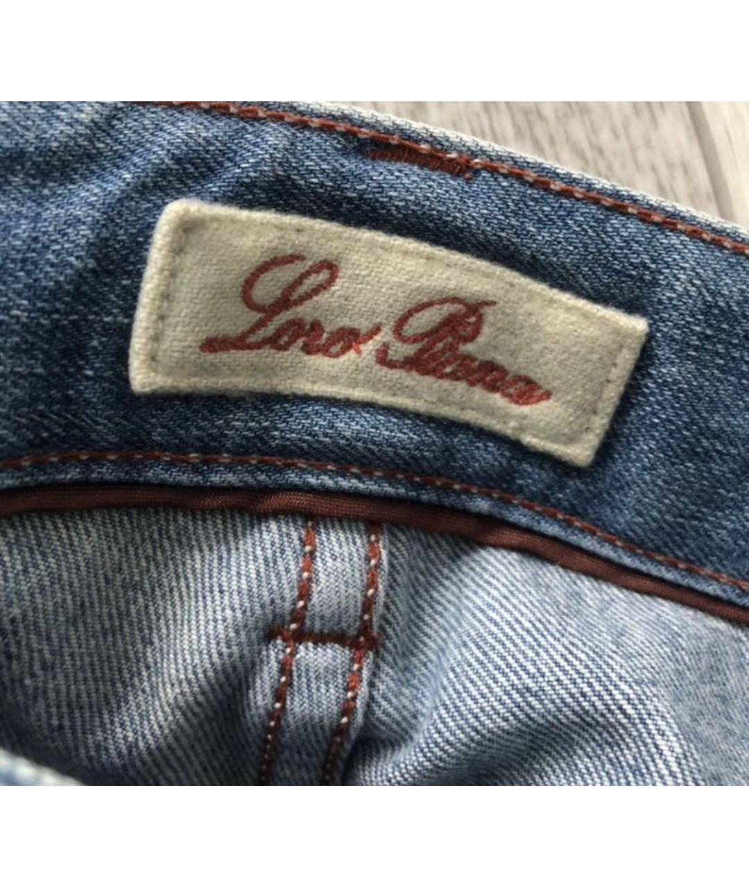 LORO PIANA Голубые хлопко-эластановые прямые джинсы, фото 7