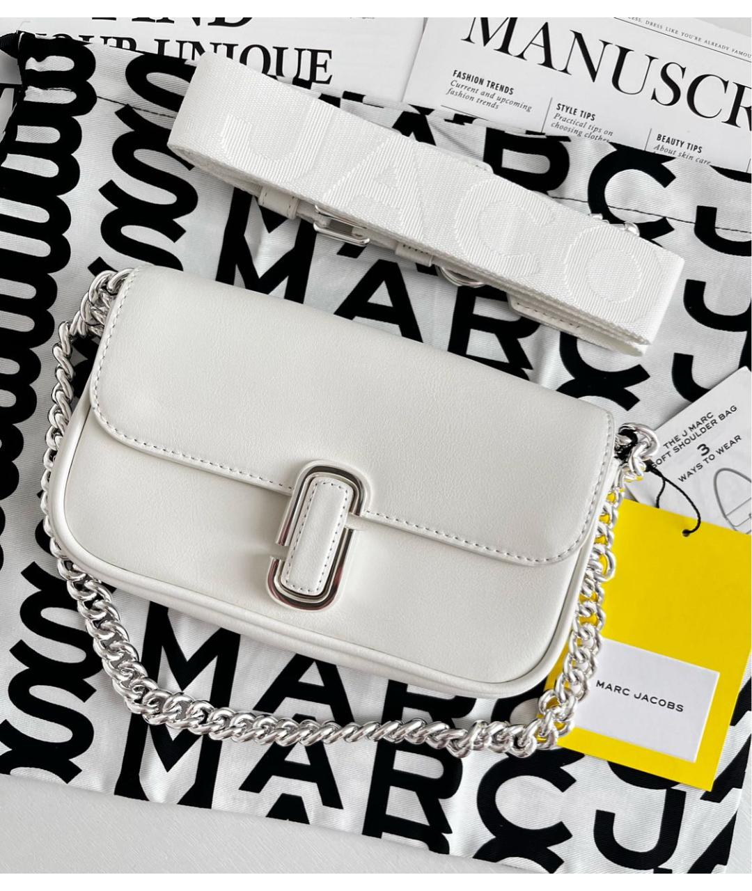 MARC JACOBS Белая кожаная сумка через плечо, фото 2