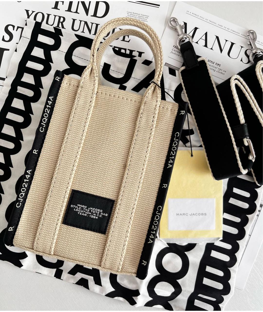 MARC JACOBS Бежевая тканевая сумка тоут, фото 3