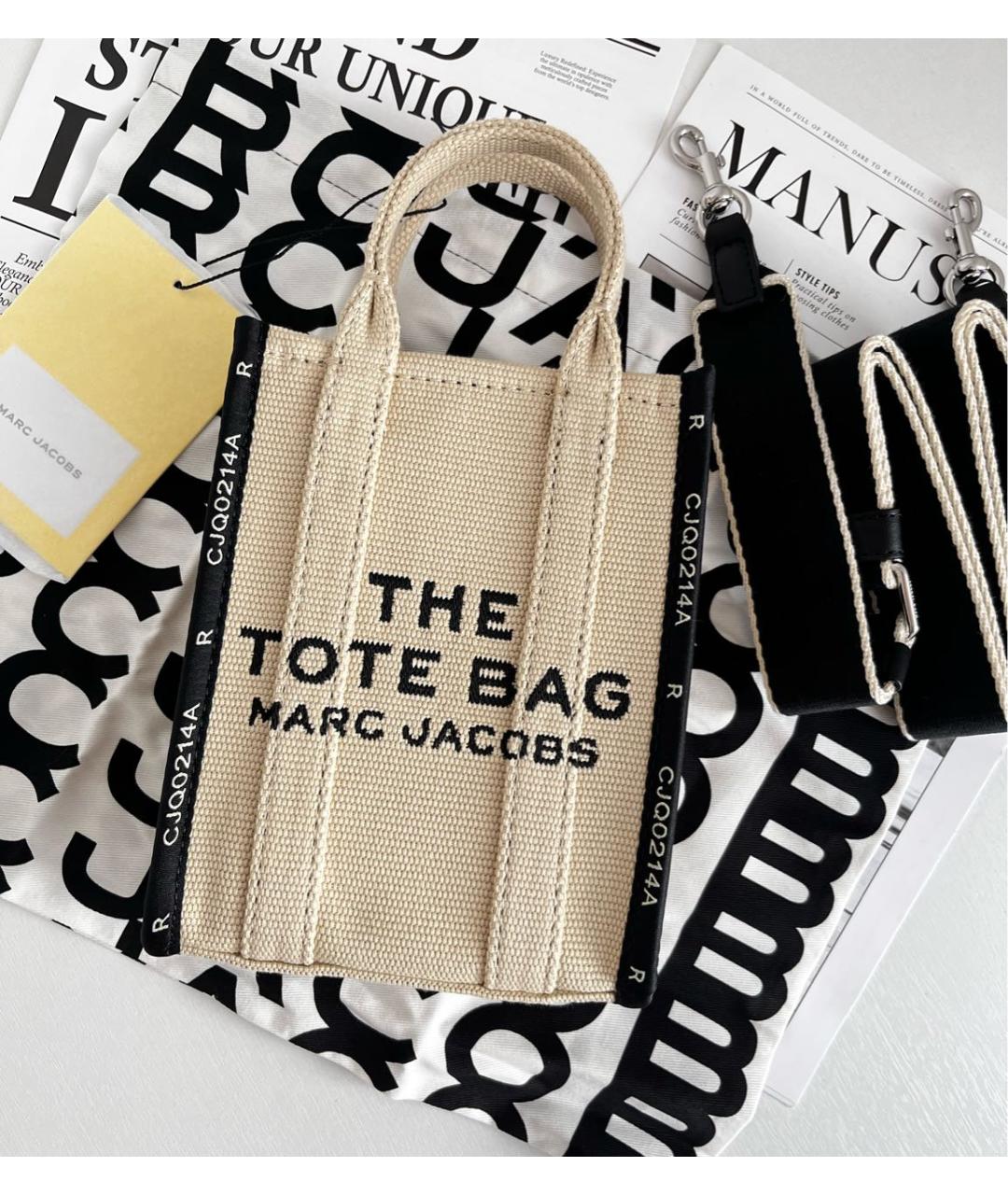 MARC JACOBS Бежевая тканевая сумка тоут, фото 2