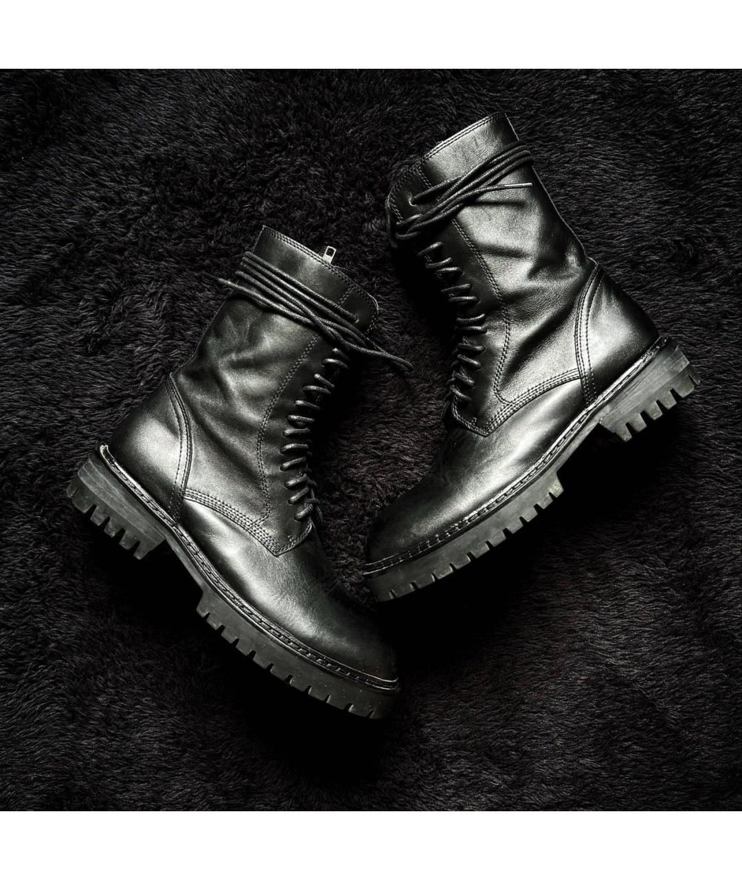 ANN DEMEULEMEESTER Черные кожаные высокие ботинки, фото 6