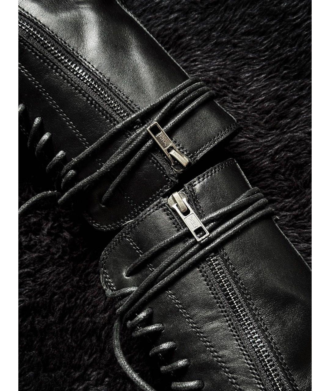 ANN DEMEULEMEESTER Черные кожаные высокие ботинки, фото 4