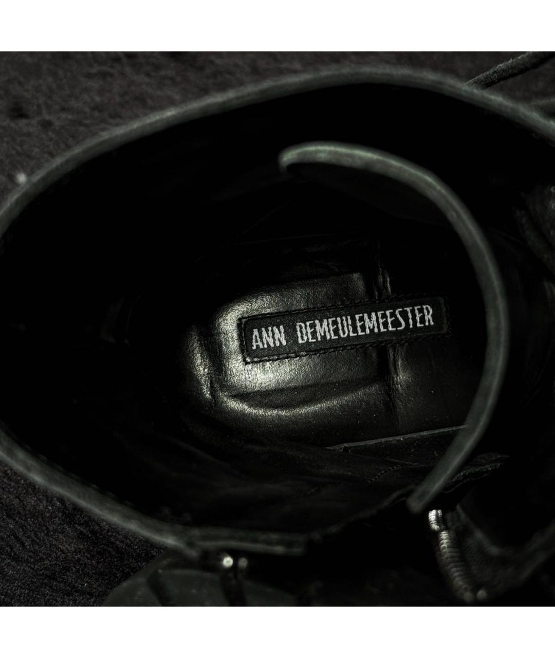 ANN DEMEULEMEESTER Черные кожаные высокие ботинки, фото 5