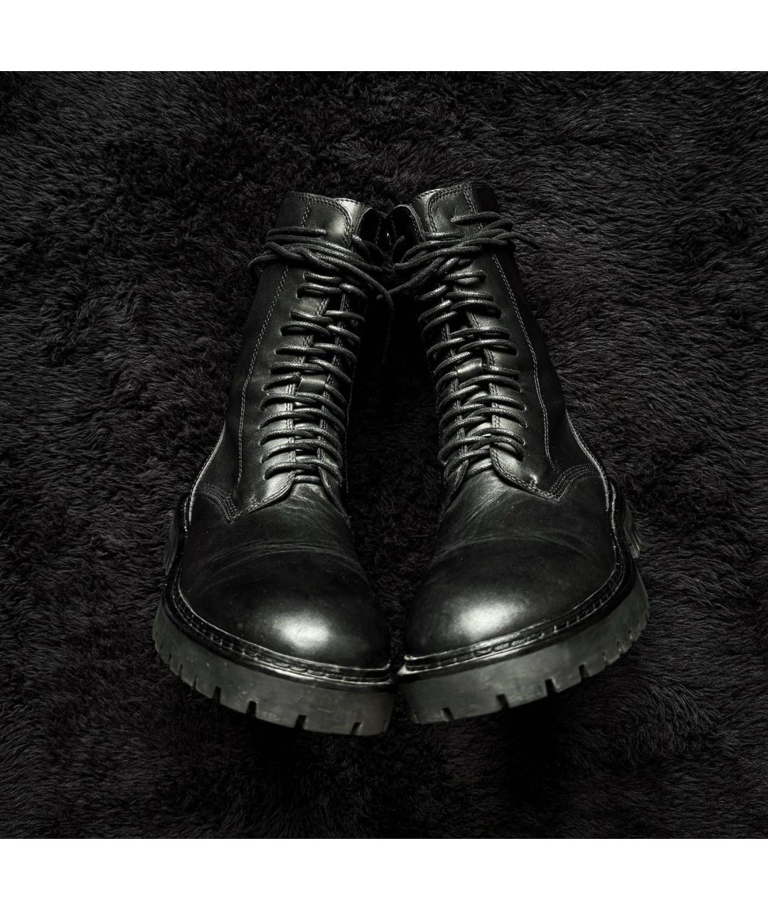 ANN DEMEULEMEESTER Черные кожаные высокие ботинки, фото 2