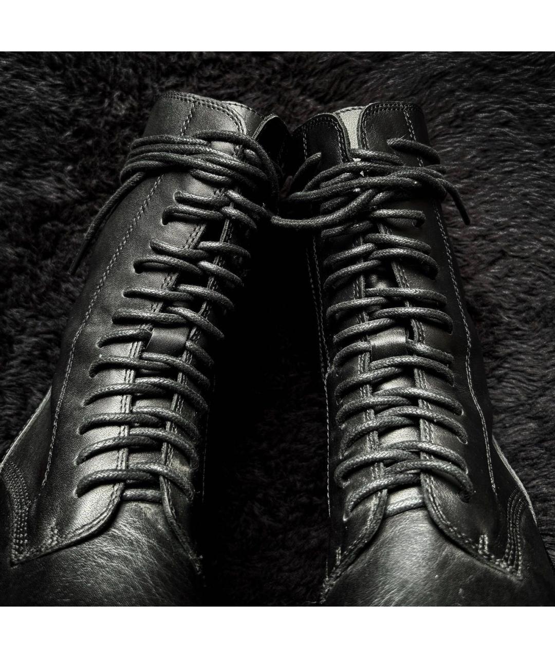 ANN DEMEULEMEESTER Черные кожаные высокие ботинки, фото 3
