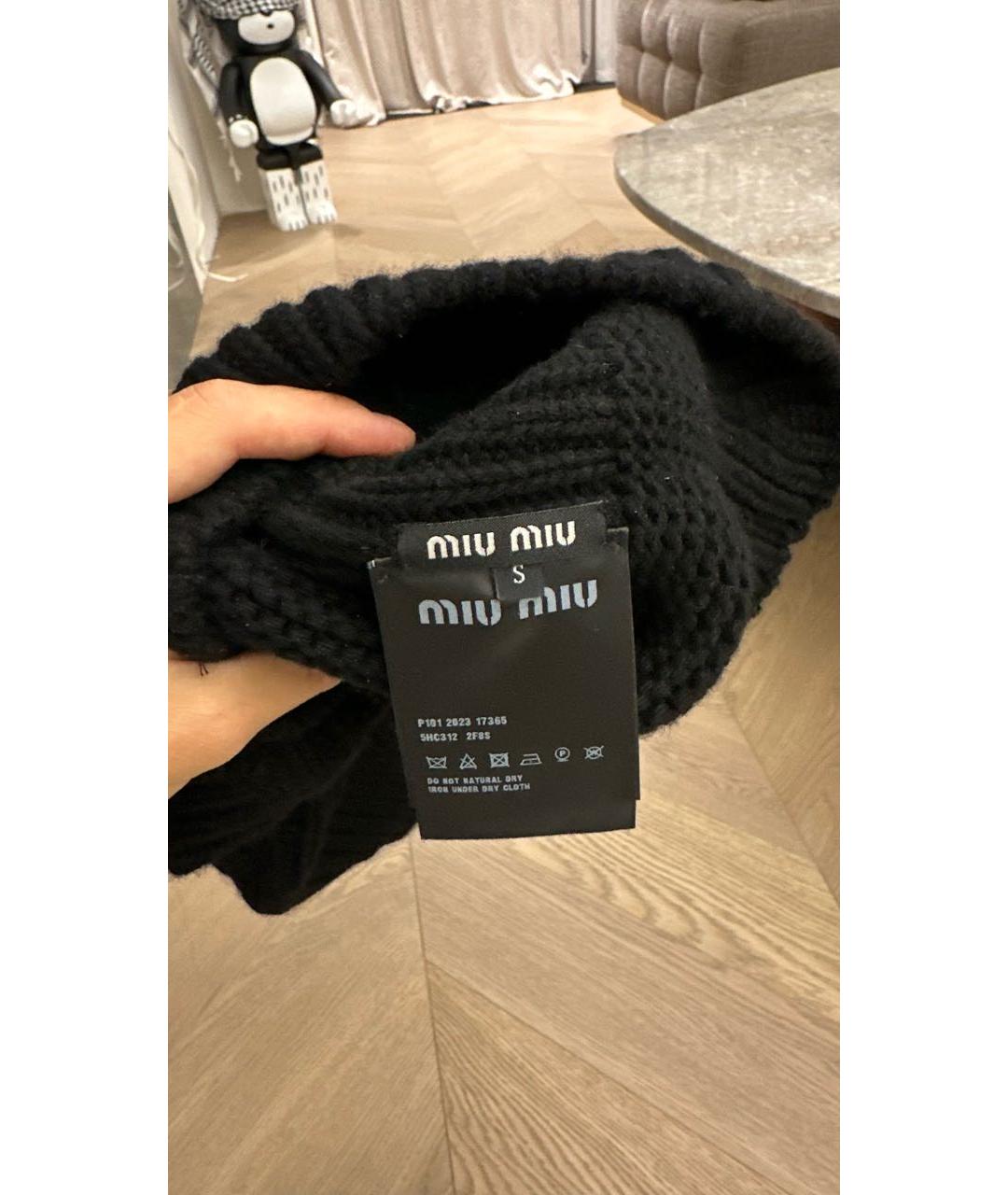 MIU MIU Черный кашемировый капюшон, фото 3