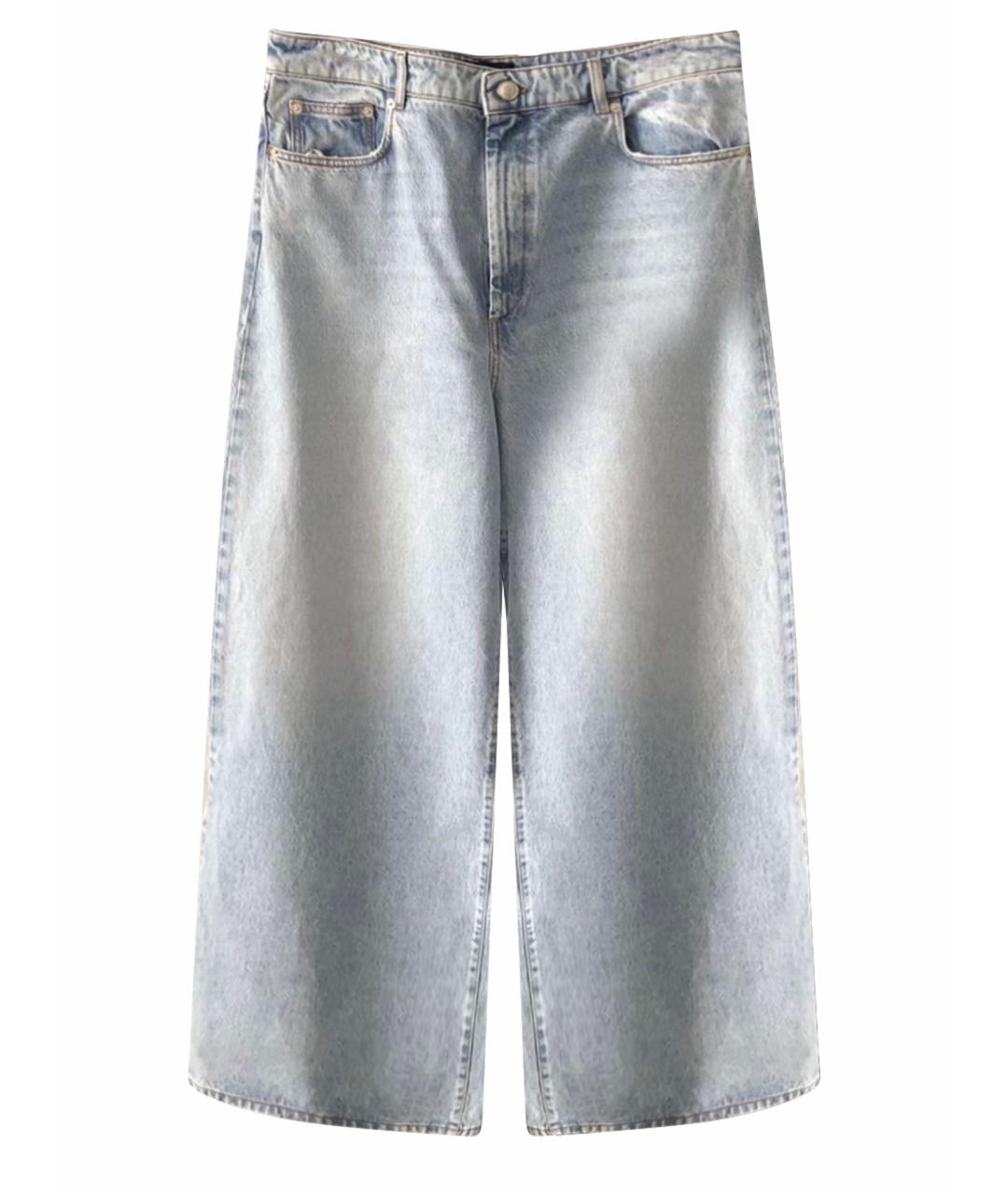 SPORTMAX Голубые хлопко-эластановые прямые джинсы, фото 1