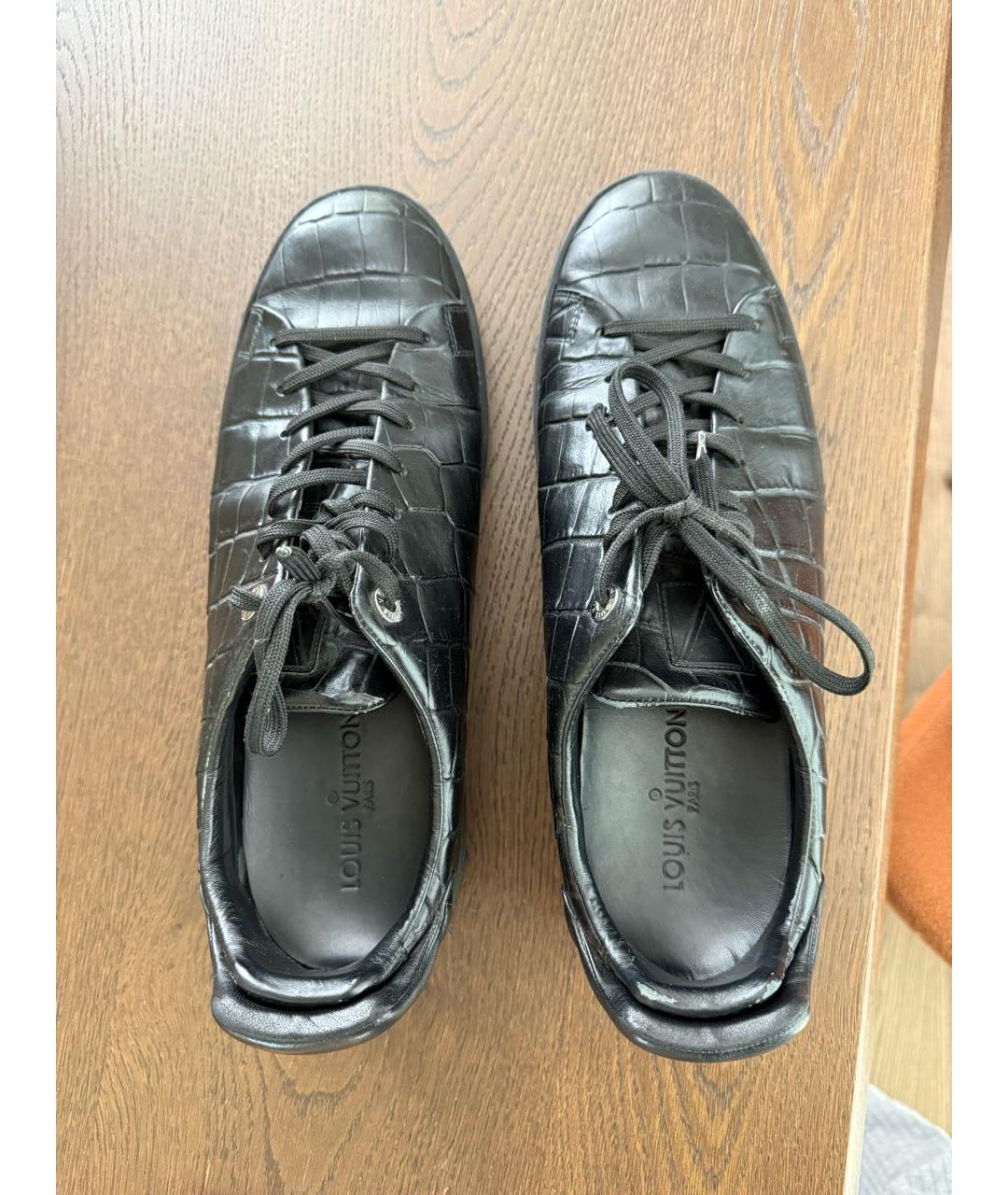 LOUIS VUITTON Черные кожаные низкие кроссовки / кеды, фото 3