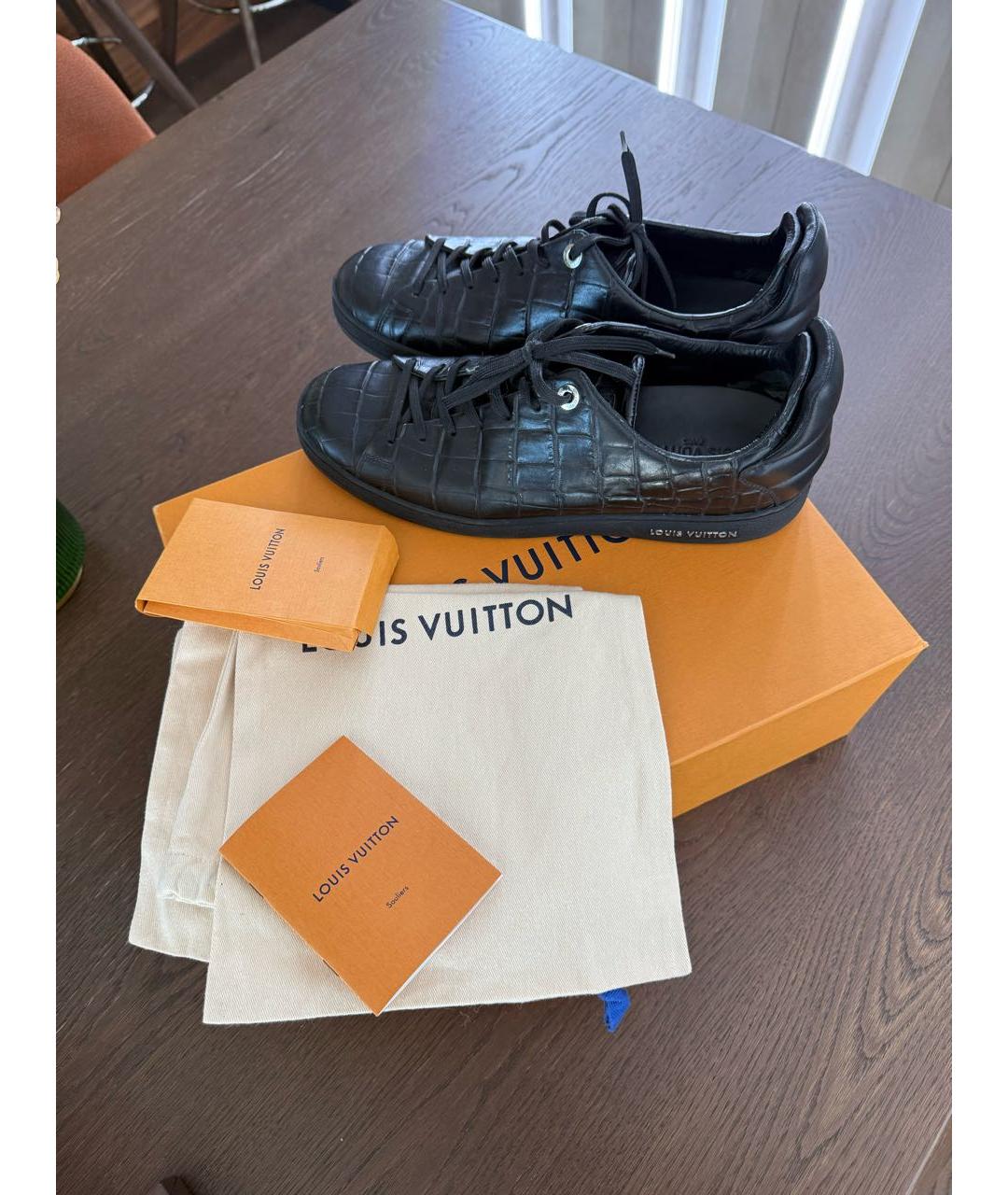 LOUIS VUITTON Черные кожаные низкие кроссовки / кеды, фото 6