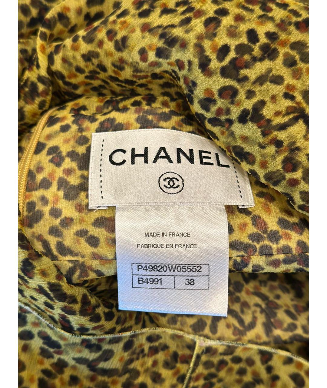CHANEL Горчичное шелковое коктейльное платье, фото 3
