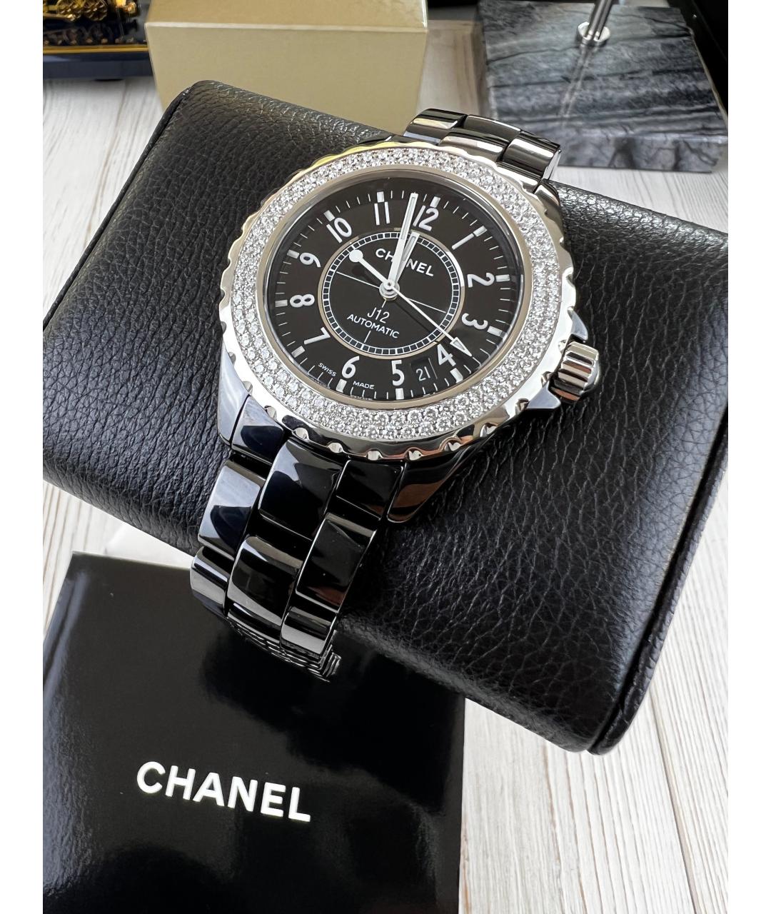 CHANEL Черные керамические часы, фото 3