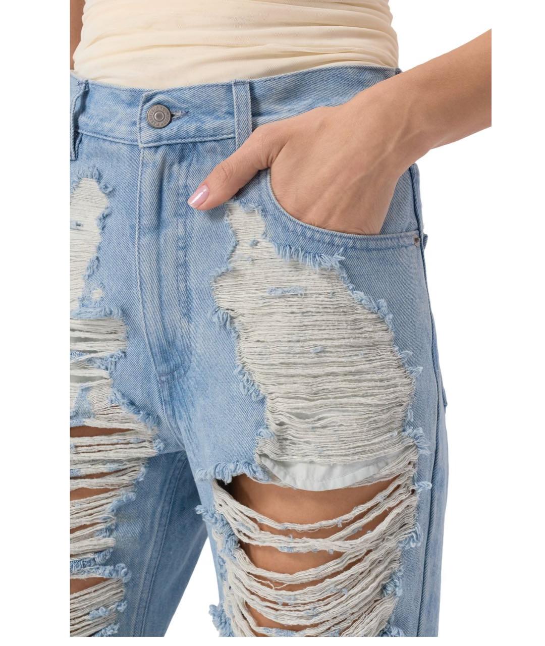 MM6 MAISON MARGIELA Голубые хлопковые прямые джинсы, фото 5