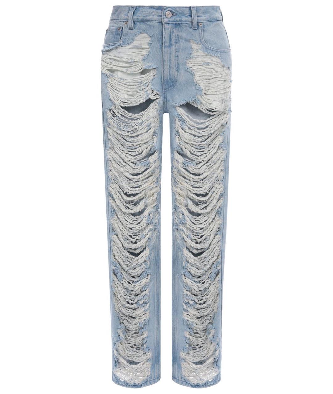 MM6 MAISON MARGIELA Голубые хлопковые прямые джинсы, фото 1