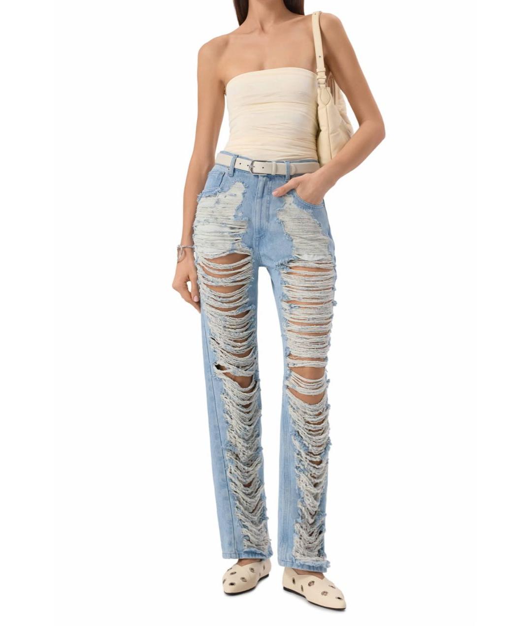 MM6 MAISON MARGIELA Голубые хлопковые прямые джинсы, фото 2