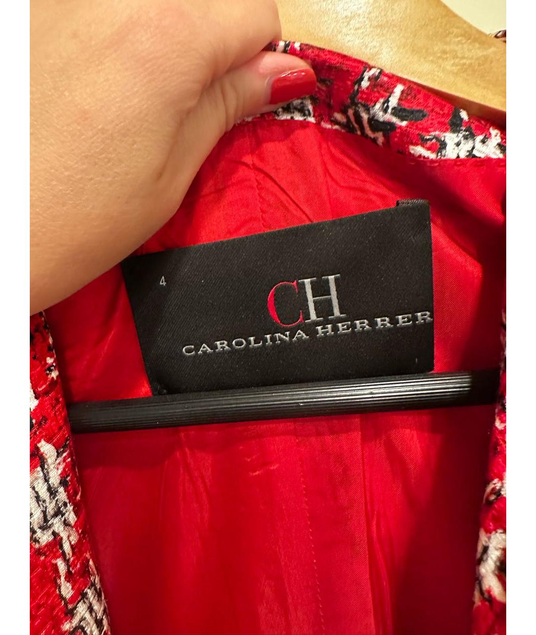 CAROLINA HERRERA Красный твидовый костюм с юбками, фото 3
