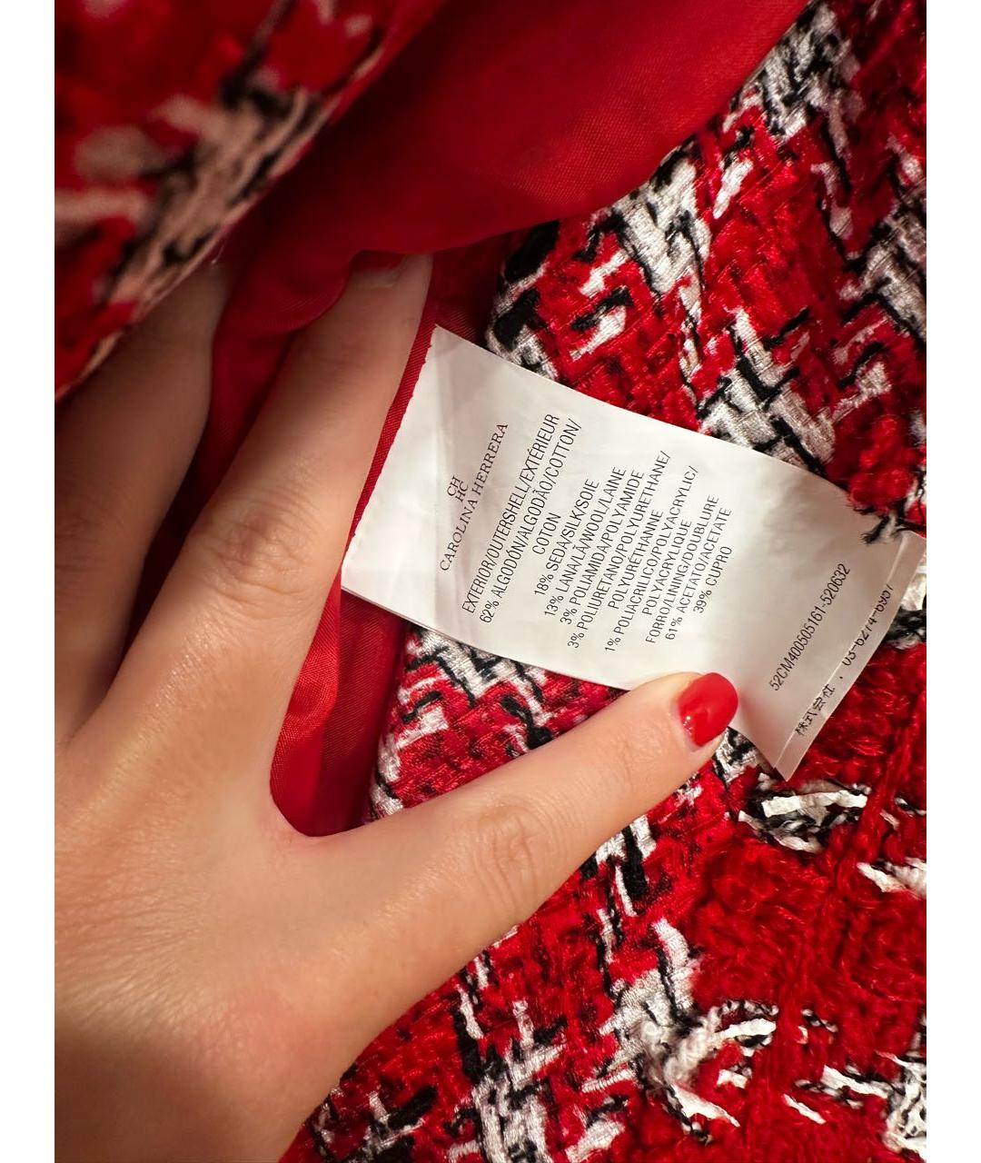 CAROLINA HERRERA Красный твидовый костюм с юбками, фото 6