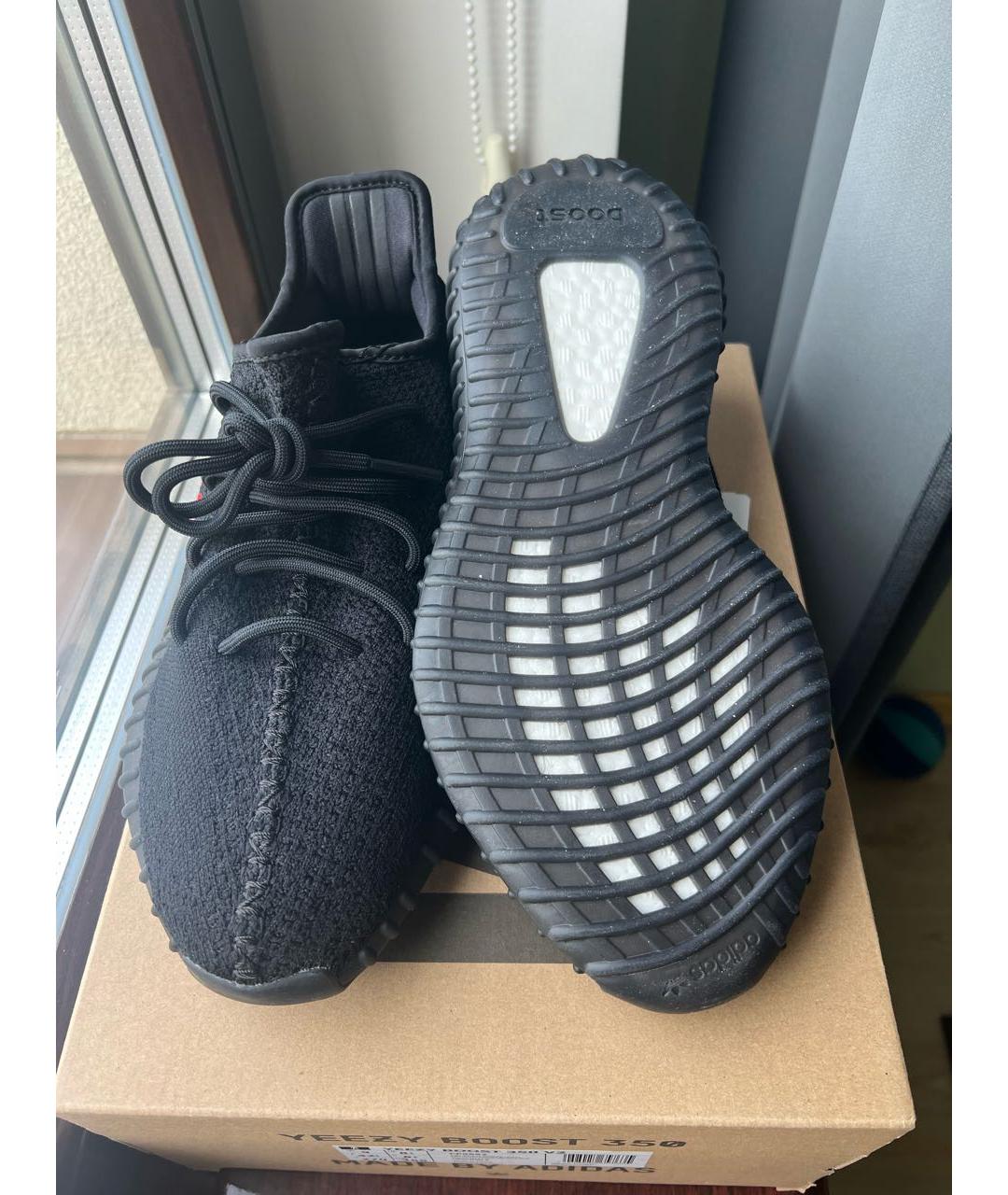 ADIDAS YEEZY Черные текстильные слипоны, фото 4