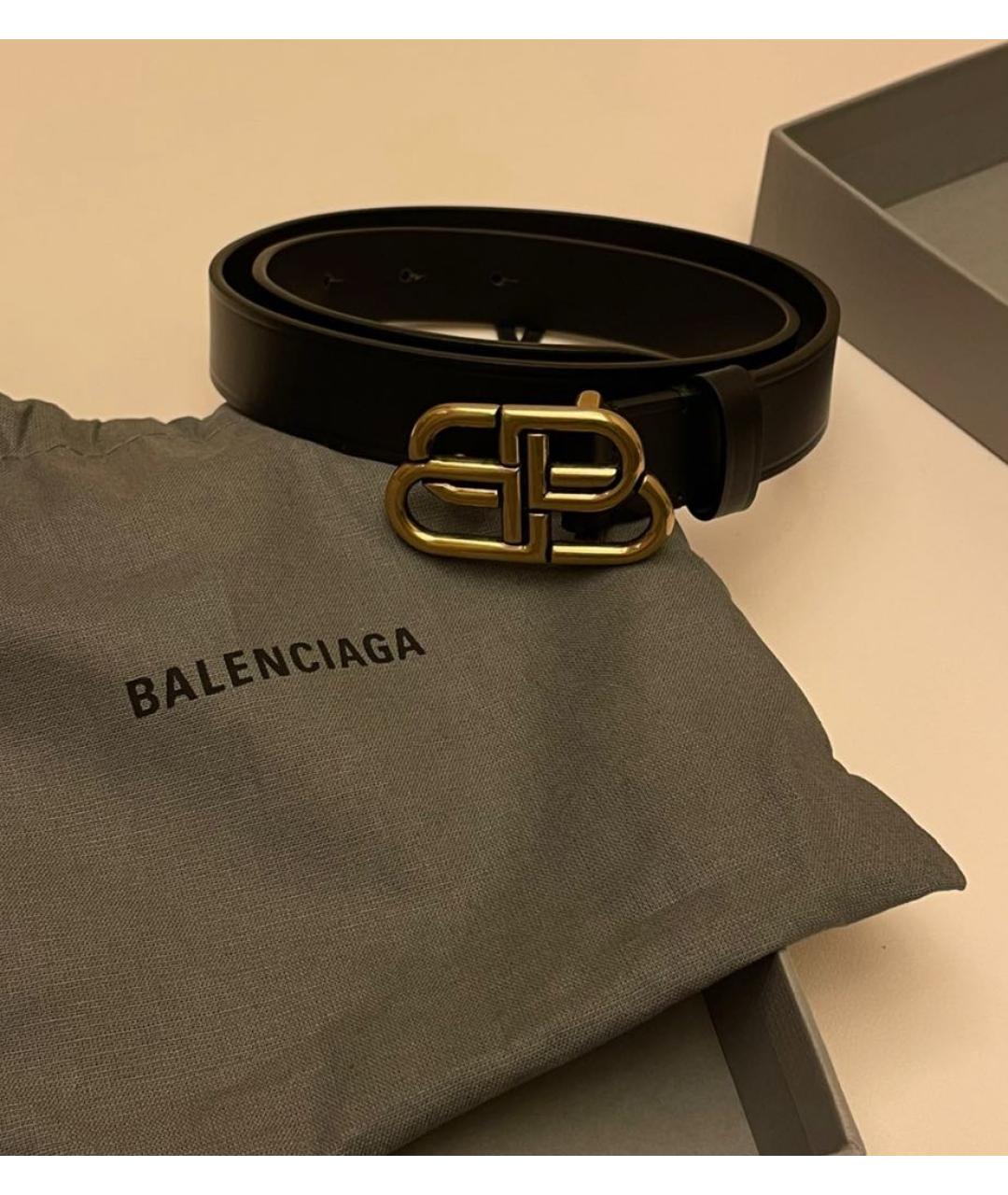 BALENCIAGA Черный кожаный ремень, фото 4